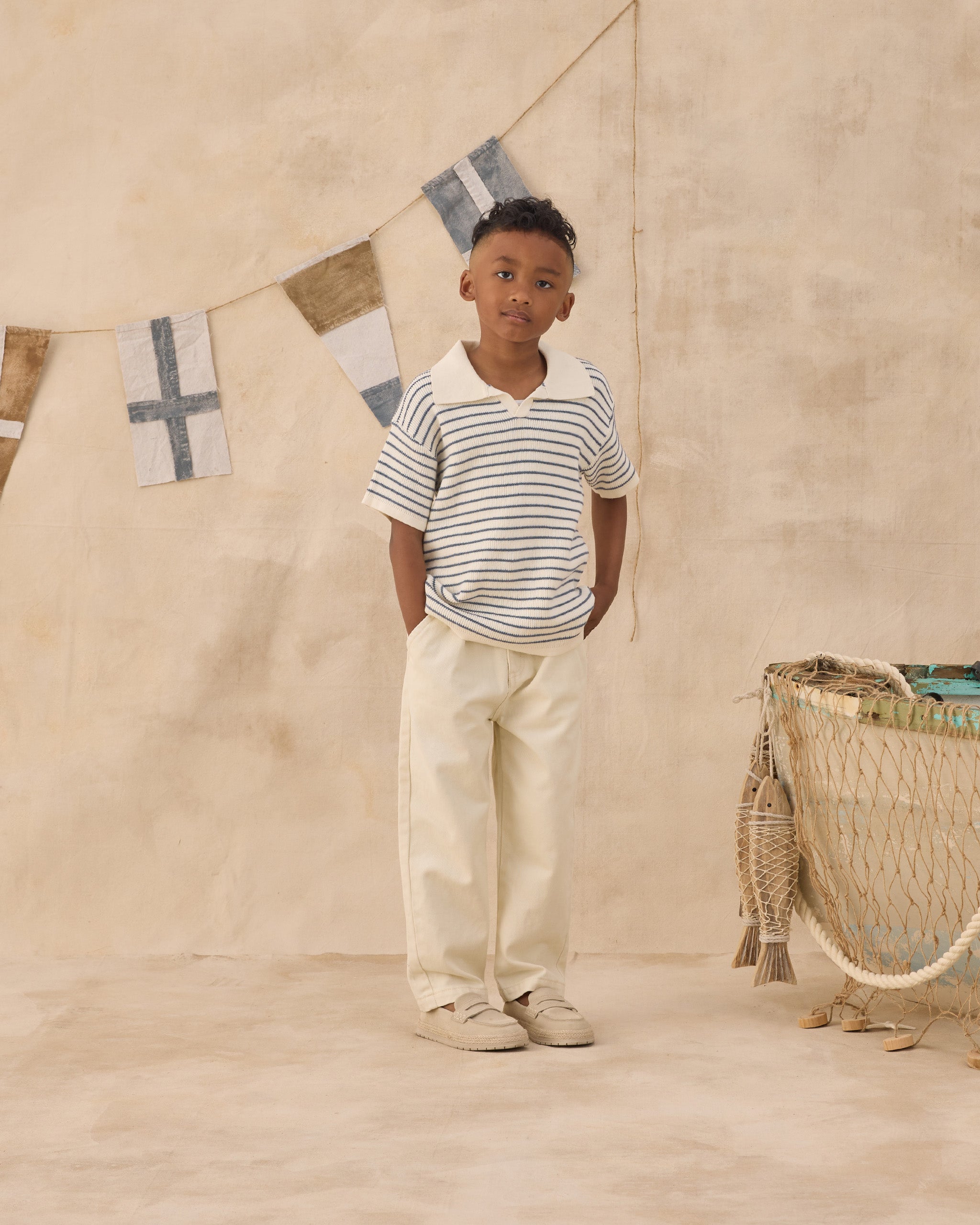 Chandler Knit Polo Marine Stripe