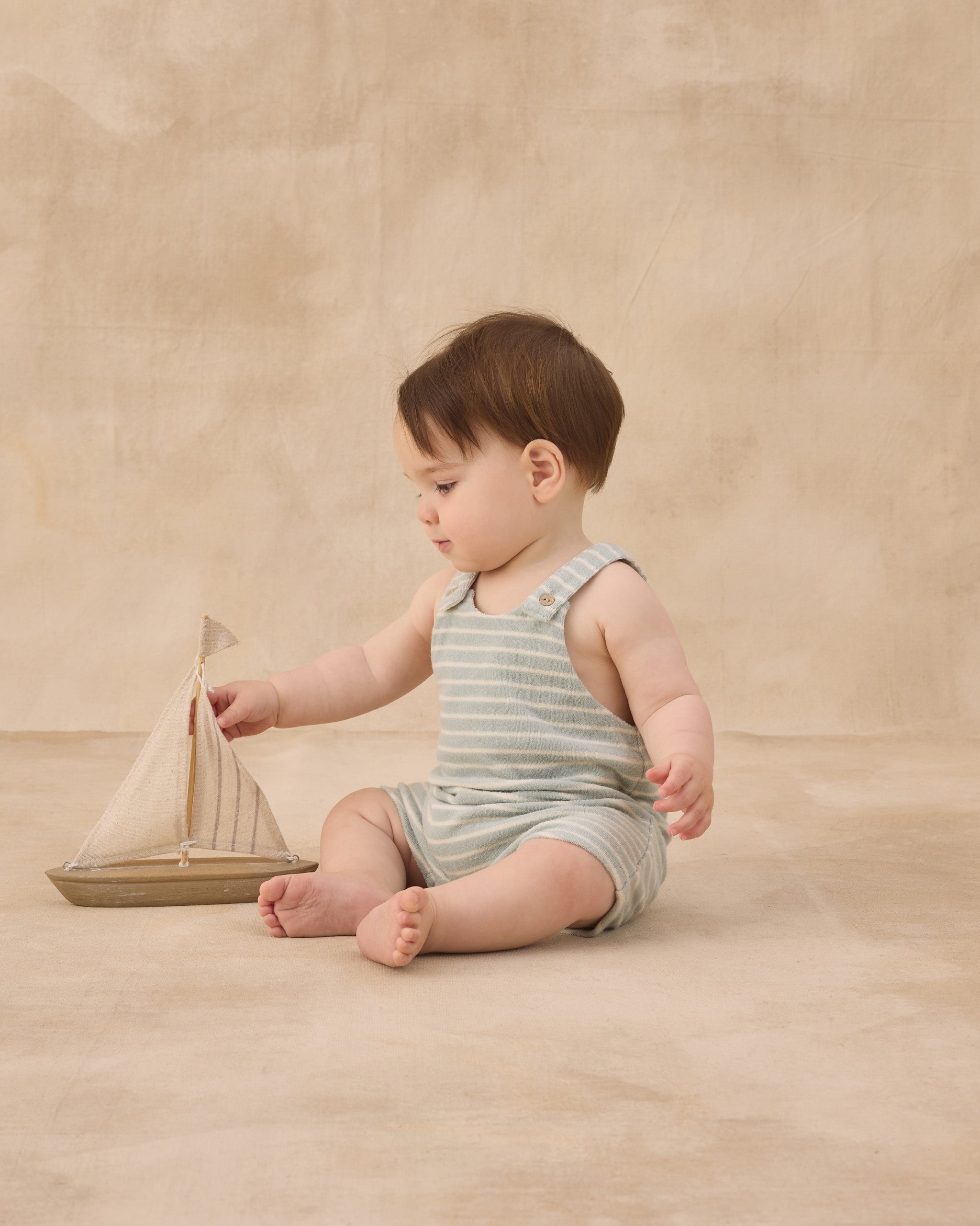 Gio Romper Seafoam Terry Stripe