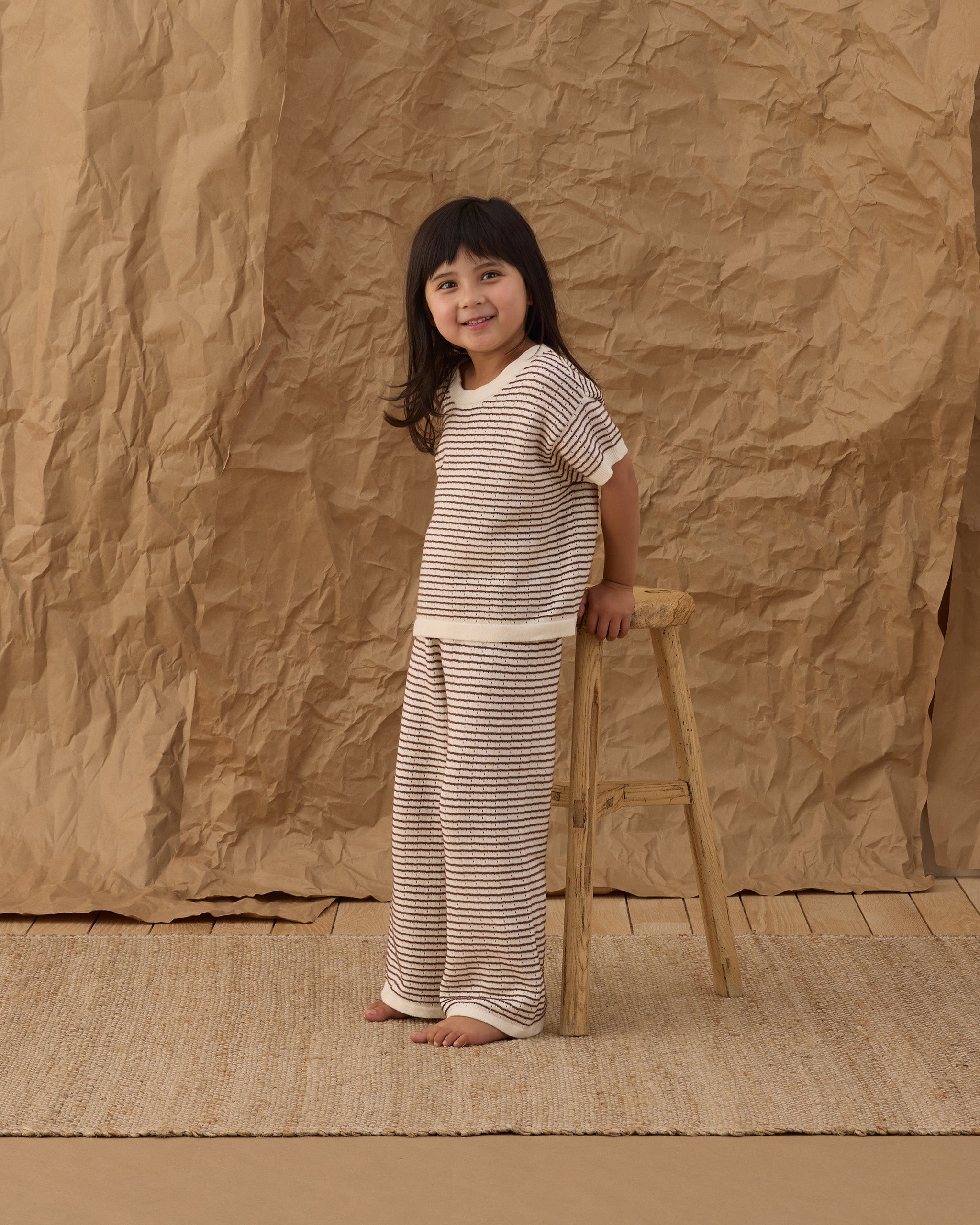 Knit Wide Leg Pant Chocolate Stripe