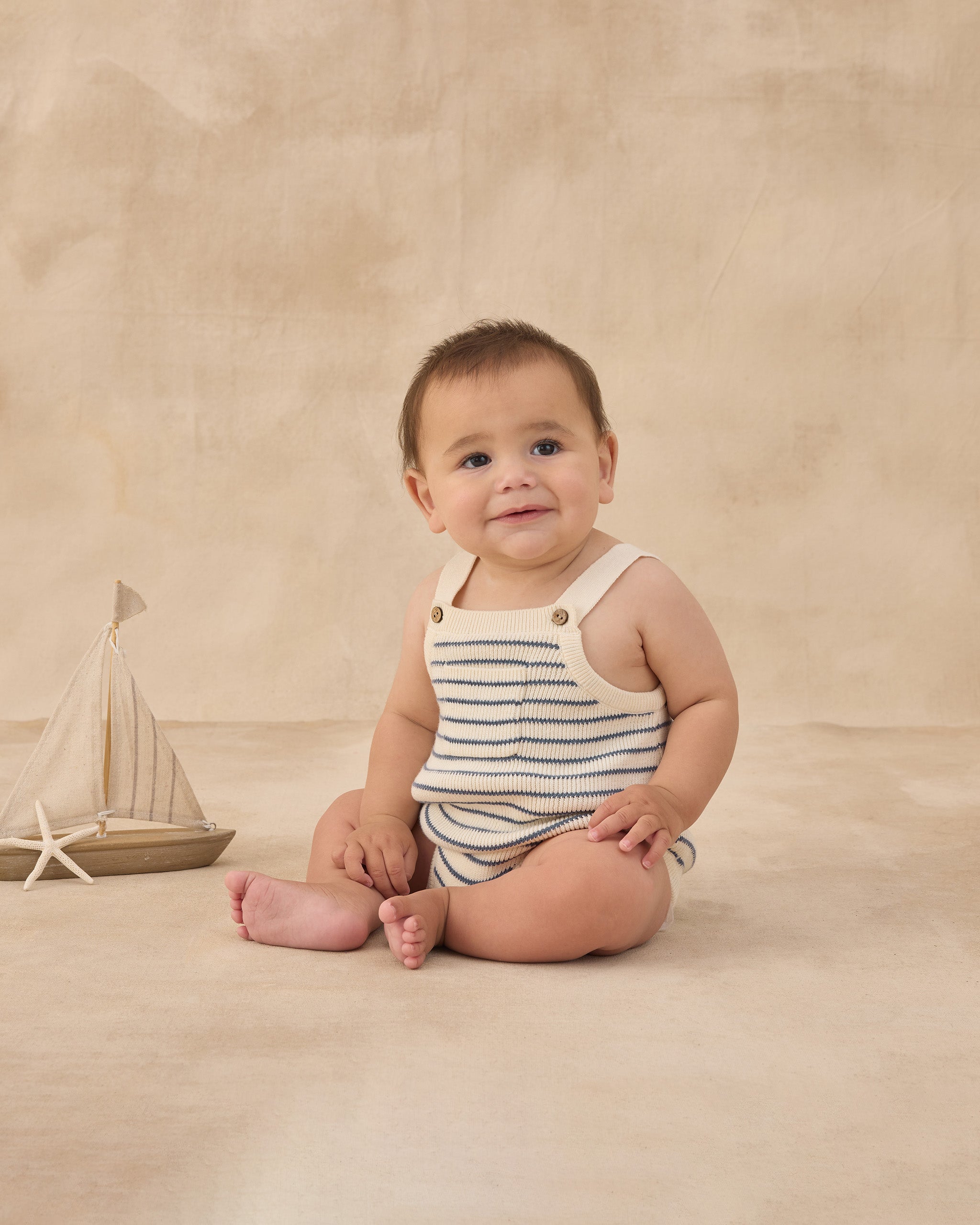 Ashton Knit Romper Marine Stripe