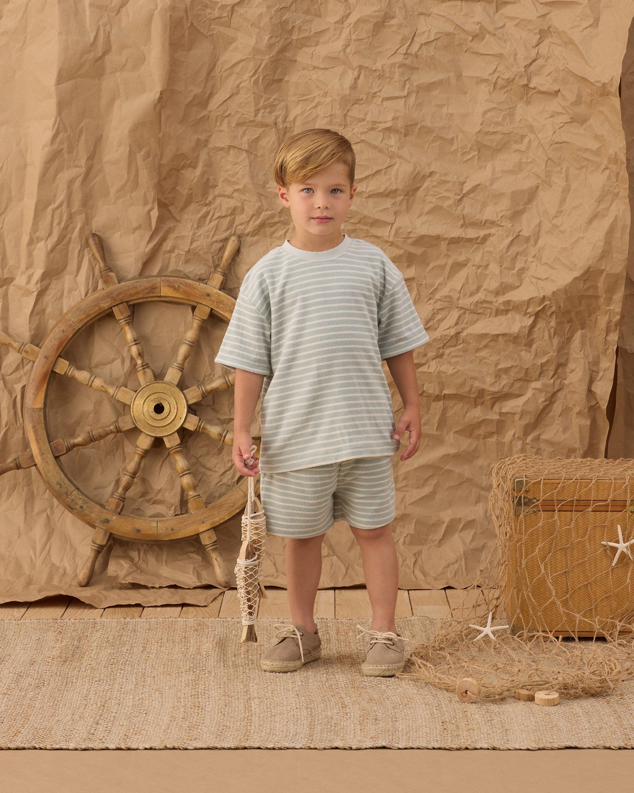 Terry Relaxed Tee Seafoam Stripe