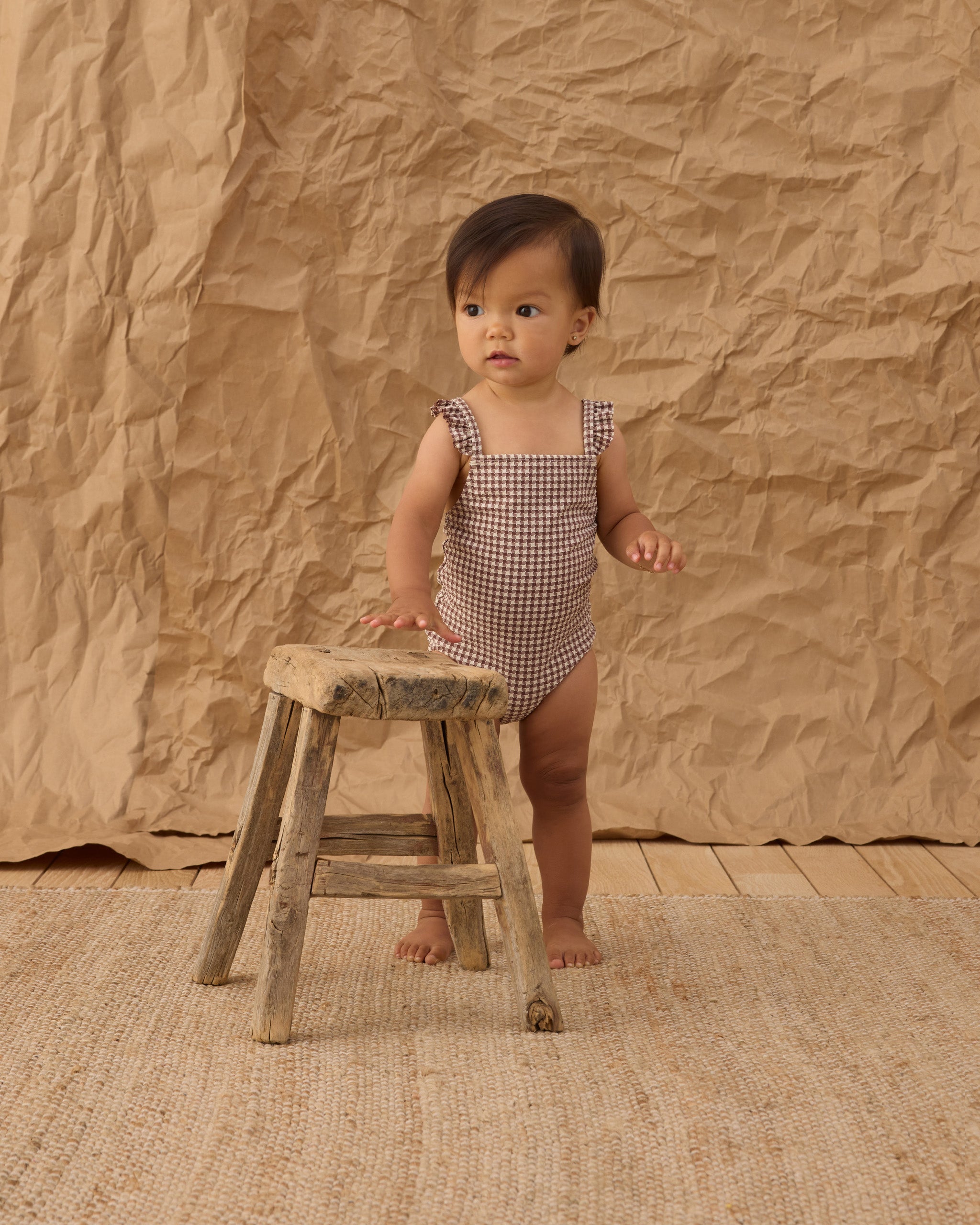 Positano One-Piece Chocolate Houndstooth