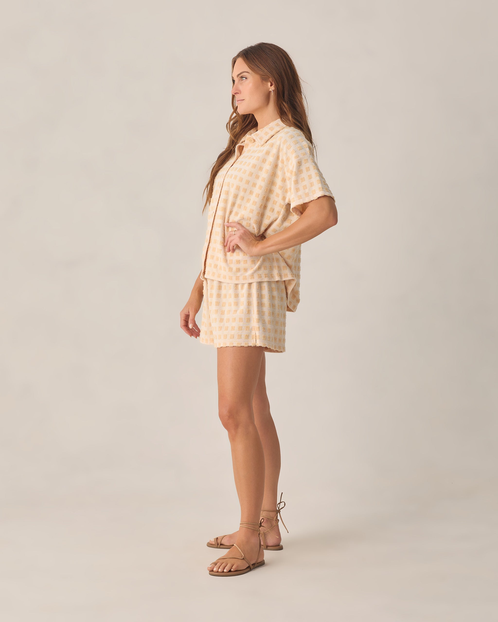 Women's Terry Cover Up Set Butterscotch Grid