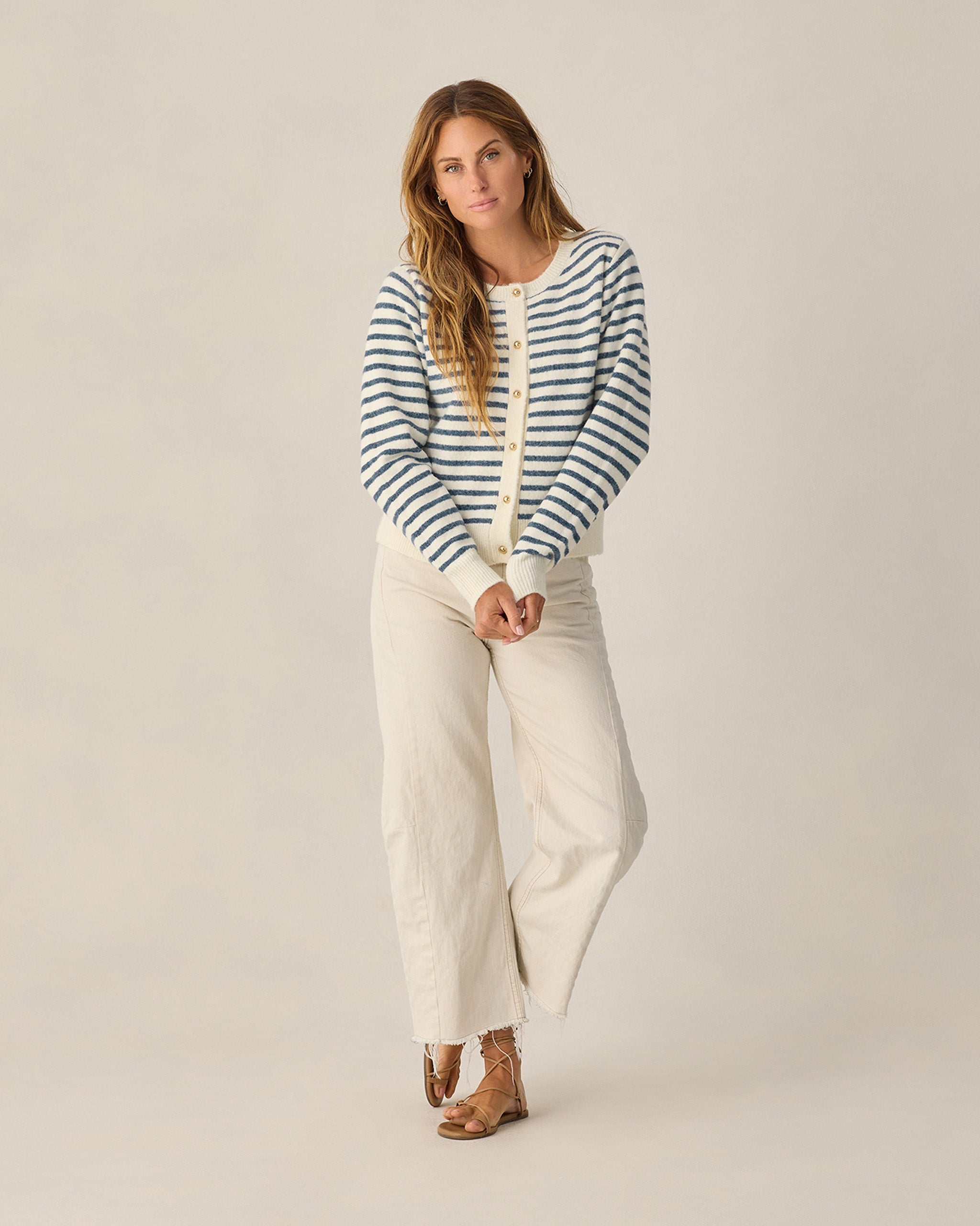 Women's Classic Cardigan Maritime Stripe