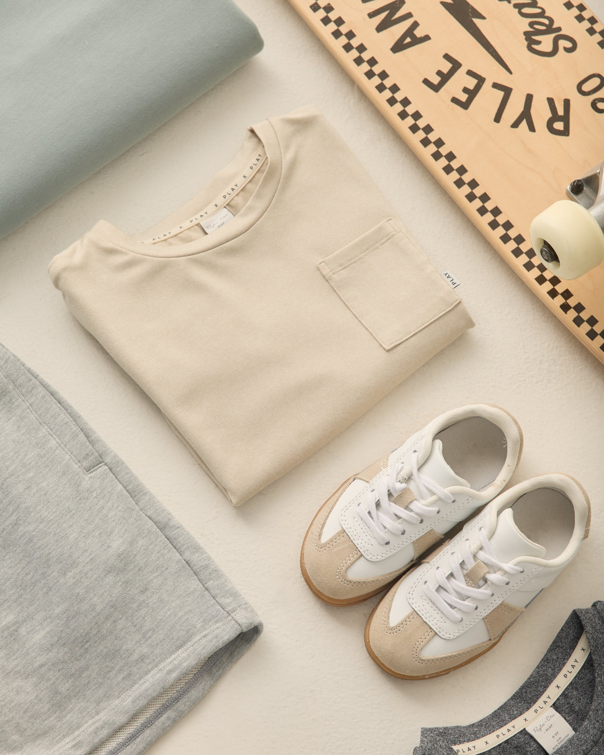 Cove Essential Pocket Tee Heathered Pebble - Rylee + Cru | Kids Clothes | Trendy Baby Clothes | Modern Infant Outfits |