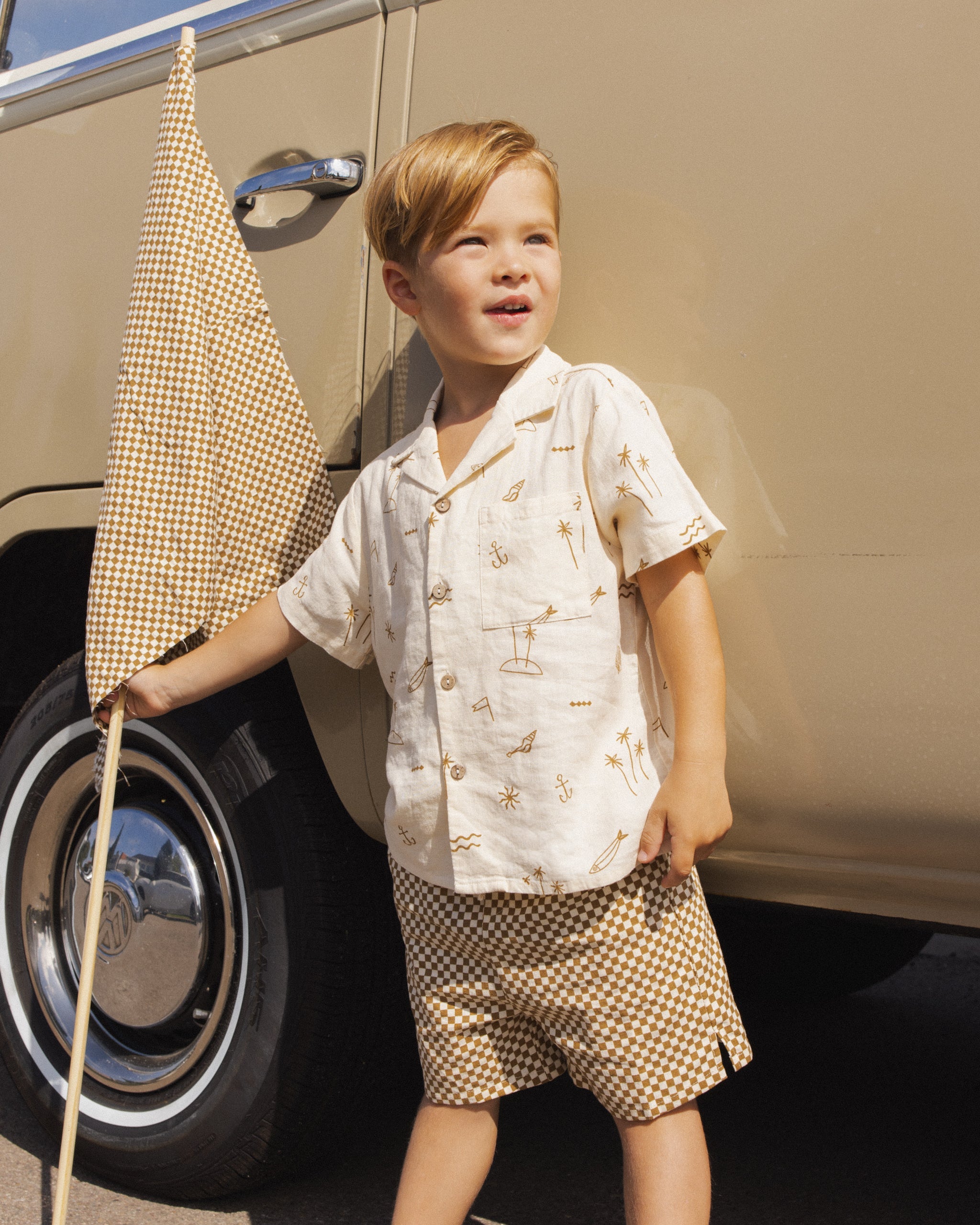 Lapel Collar Shirt Coastal - Rylee + Cru | Kids Clothes | Trendy Baby Clothes | Modern Infant Outfits |