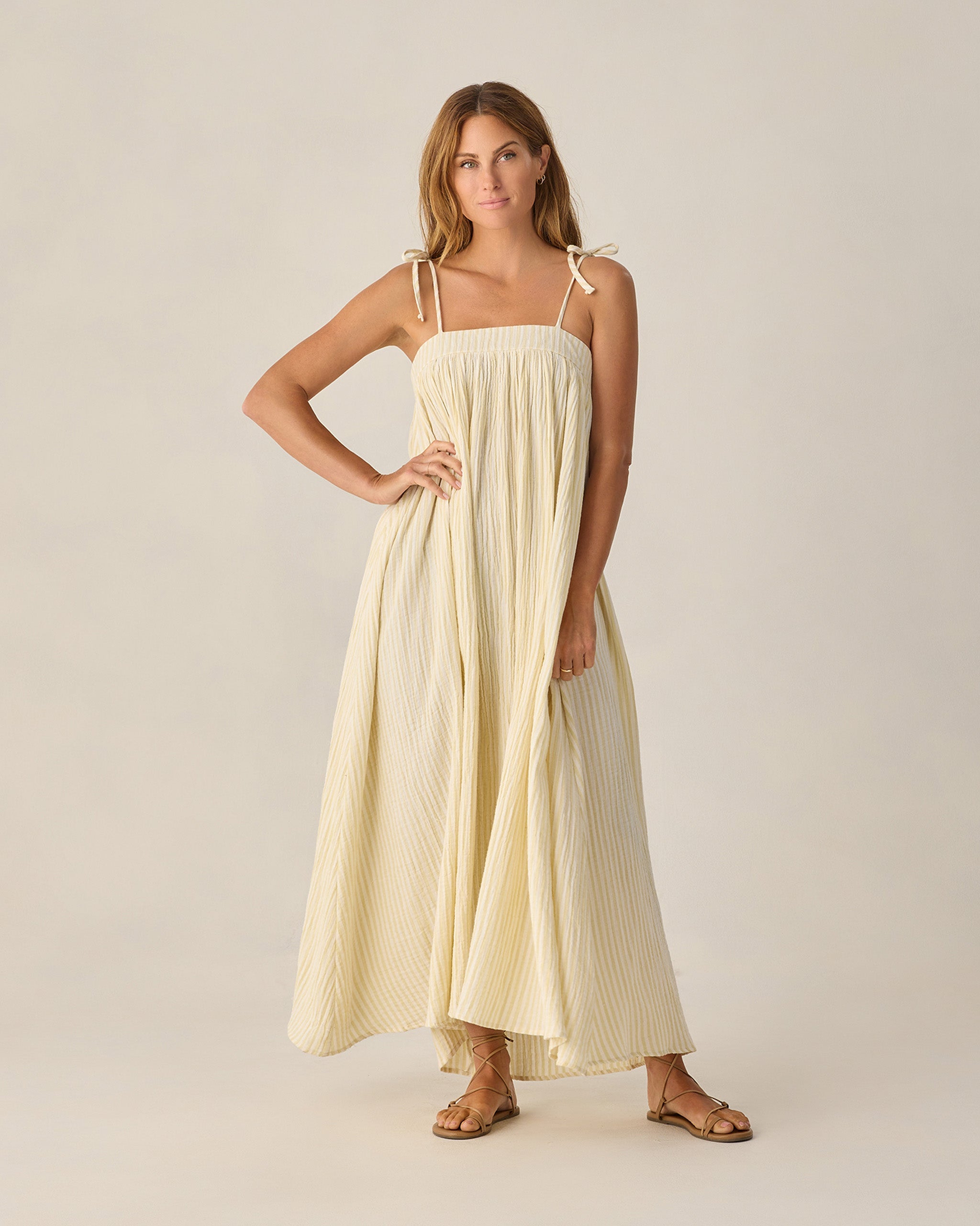 Women's Malea Dress Citron Stripe - Rylee + Cru | Kids Clothes | Trendy Baby Clothes | Modern Infant Outfits |