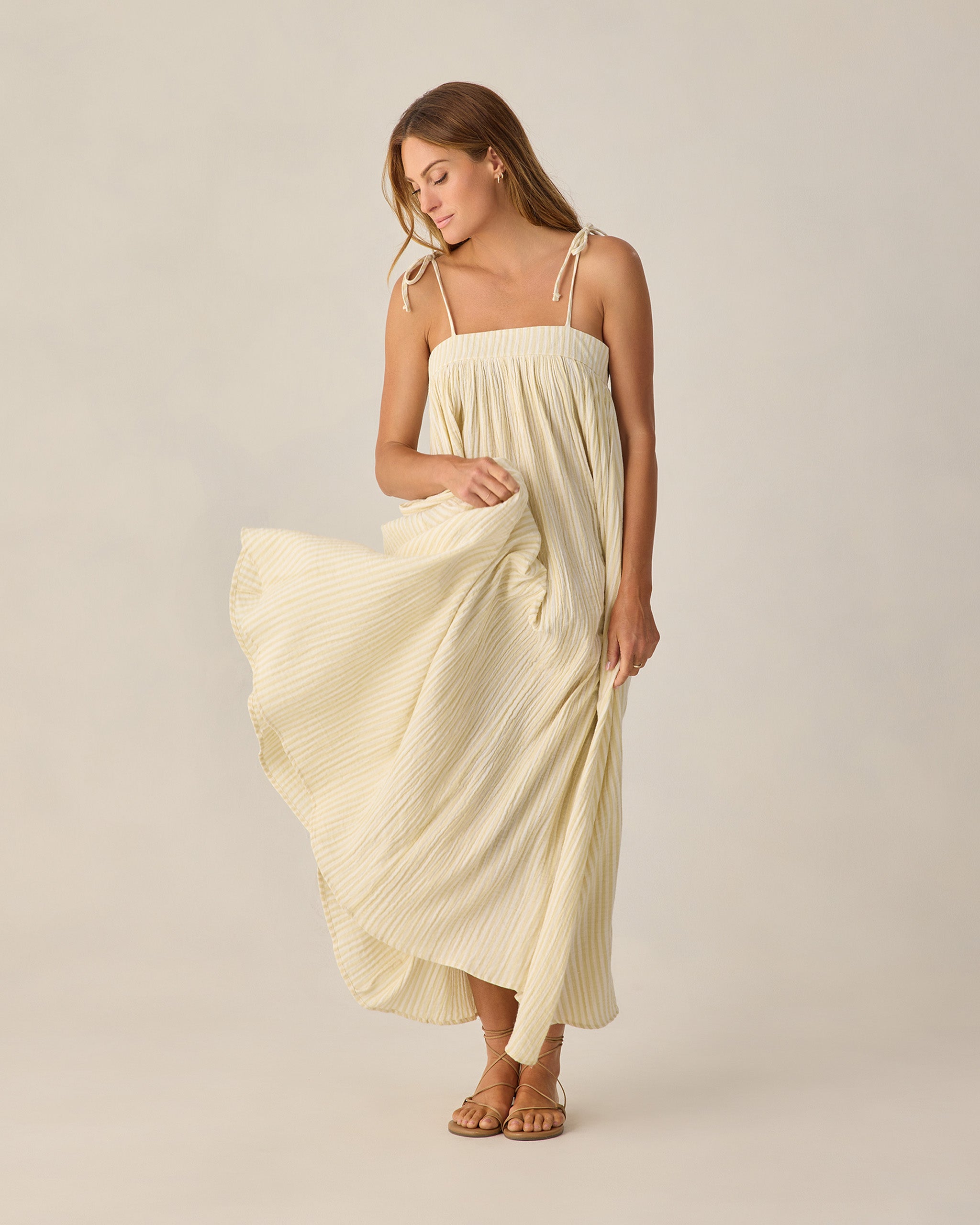 Women's Malea Dress Citron Stripe - Rylee + Cru | Kids Clothes | Trendy Baby Clothes | Modern Infant Outfits |