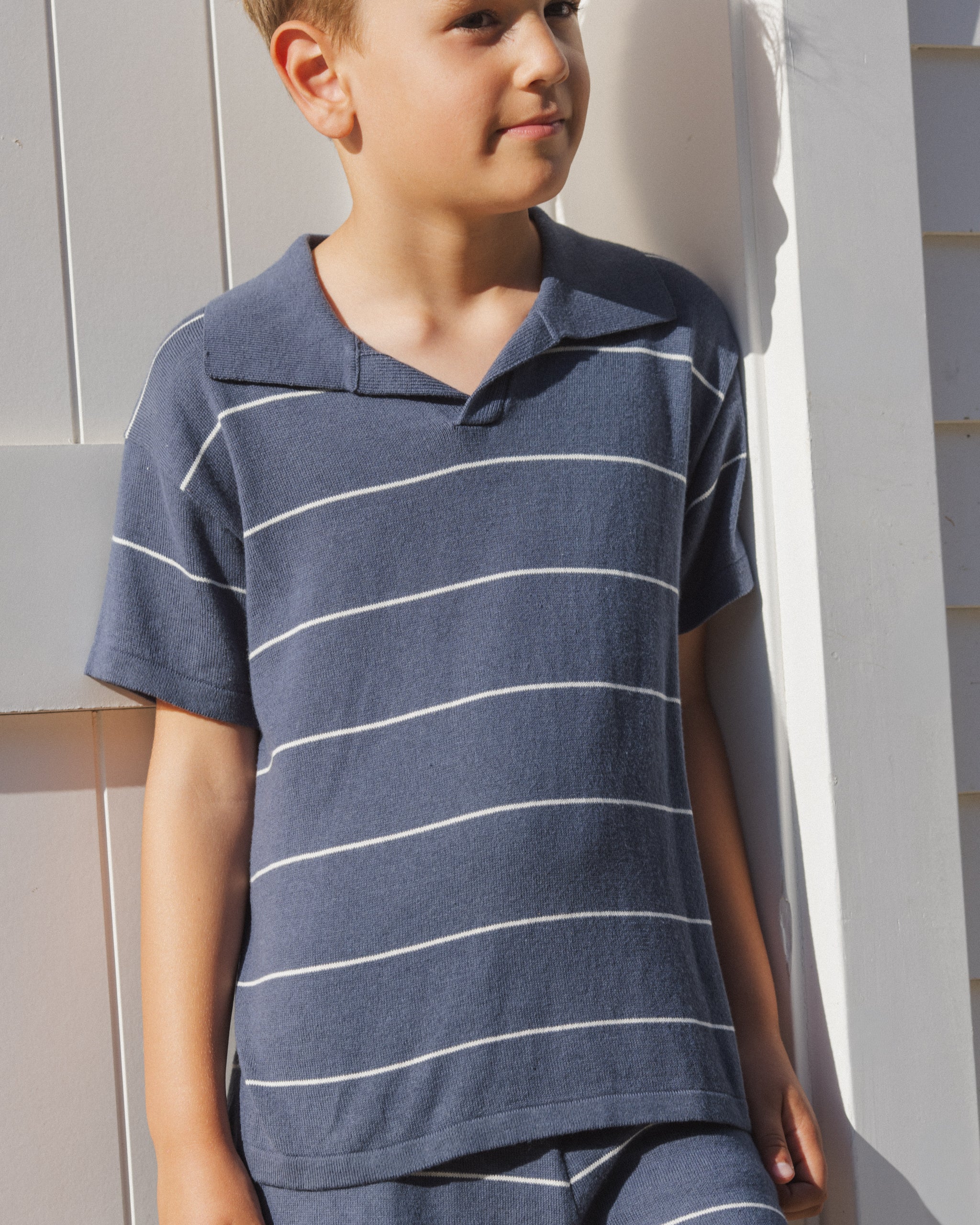 Chandler Knit Polo Navy Stripe - Rylee + Cru | Kids Clothes | Trendy Baby Clothes | Modern Infant Outfits |