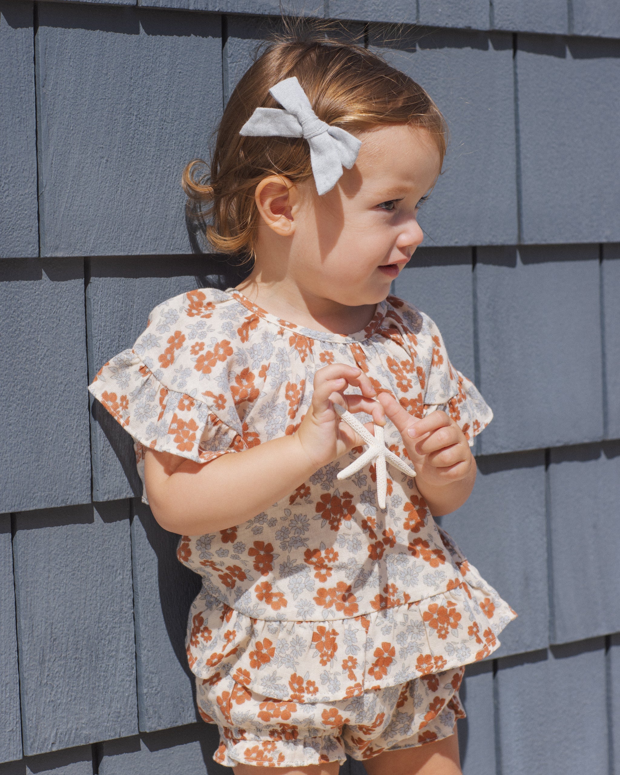 Bows, Set Of 2 Heathered Light Blue - Rylee + Cru | Kids Clothes | Trendy Baby Clothes | Modern Infant Outfits |