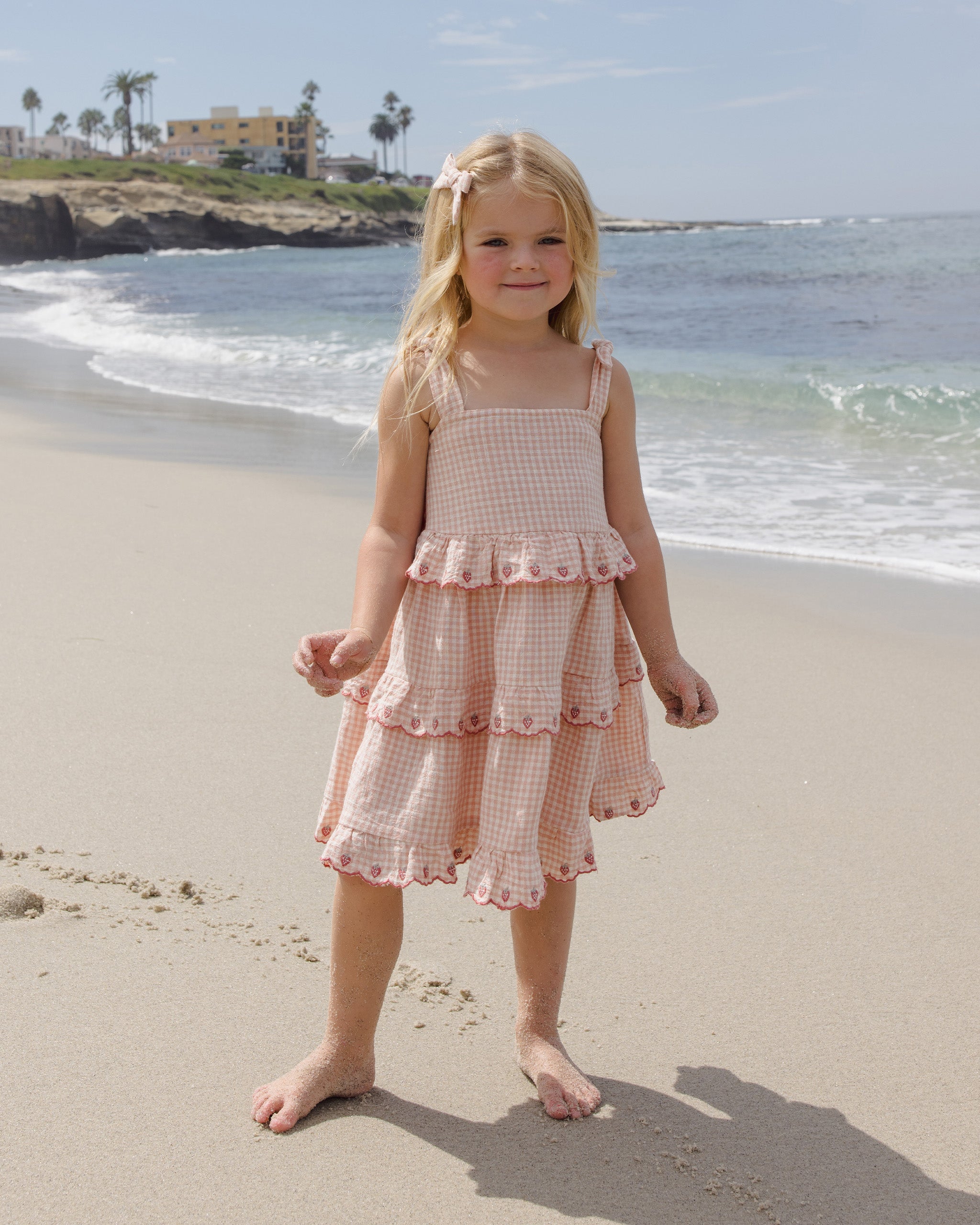 Ruffled Swing Dress Petal Gingham - Rylee + Cru | Kids Clothes | Trendy Baby Clothes | Modern Infant Outfits |