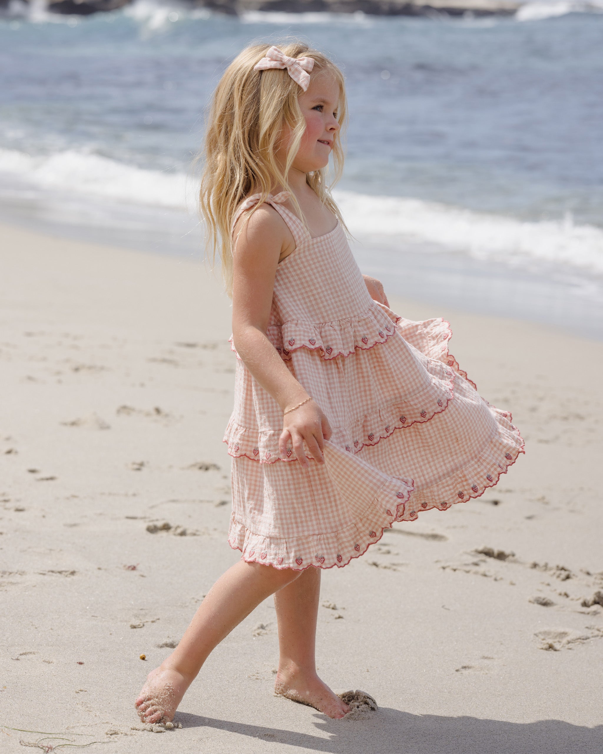 Ruffled Swing Dress Petal Gingham - Rylee + Cru | Kids Clothes | Trendy Baby Clothes | Modern Infant Outfits |