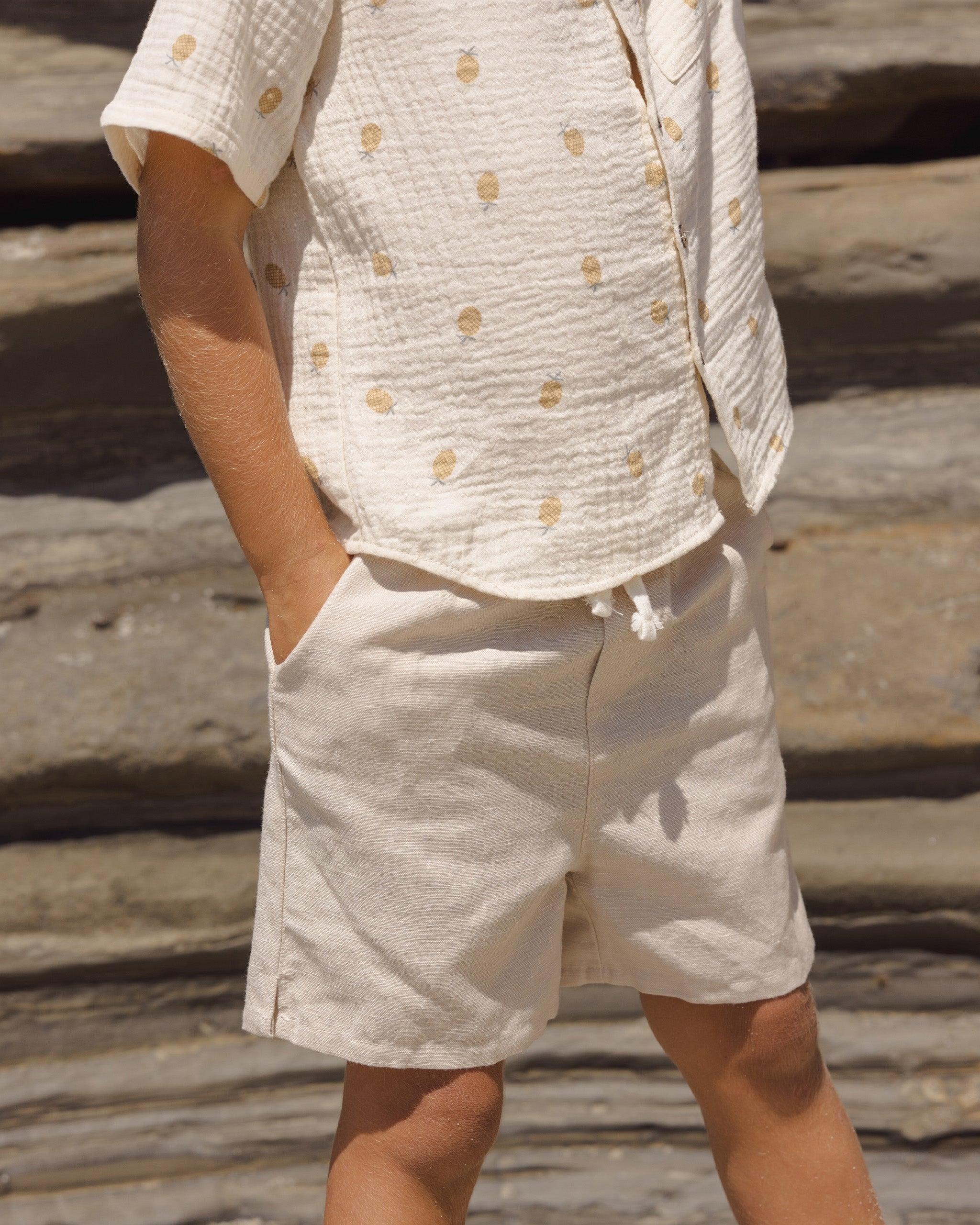 Perry Short Heathered Cocoa - Rylee + Cru | Kids Clothes | Trendy Baby Clothes | Modern Infant Outfits |