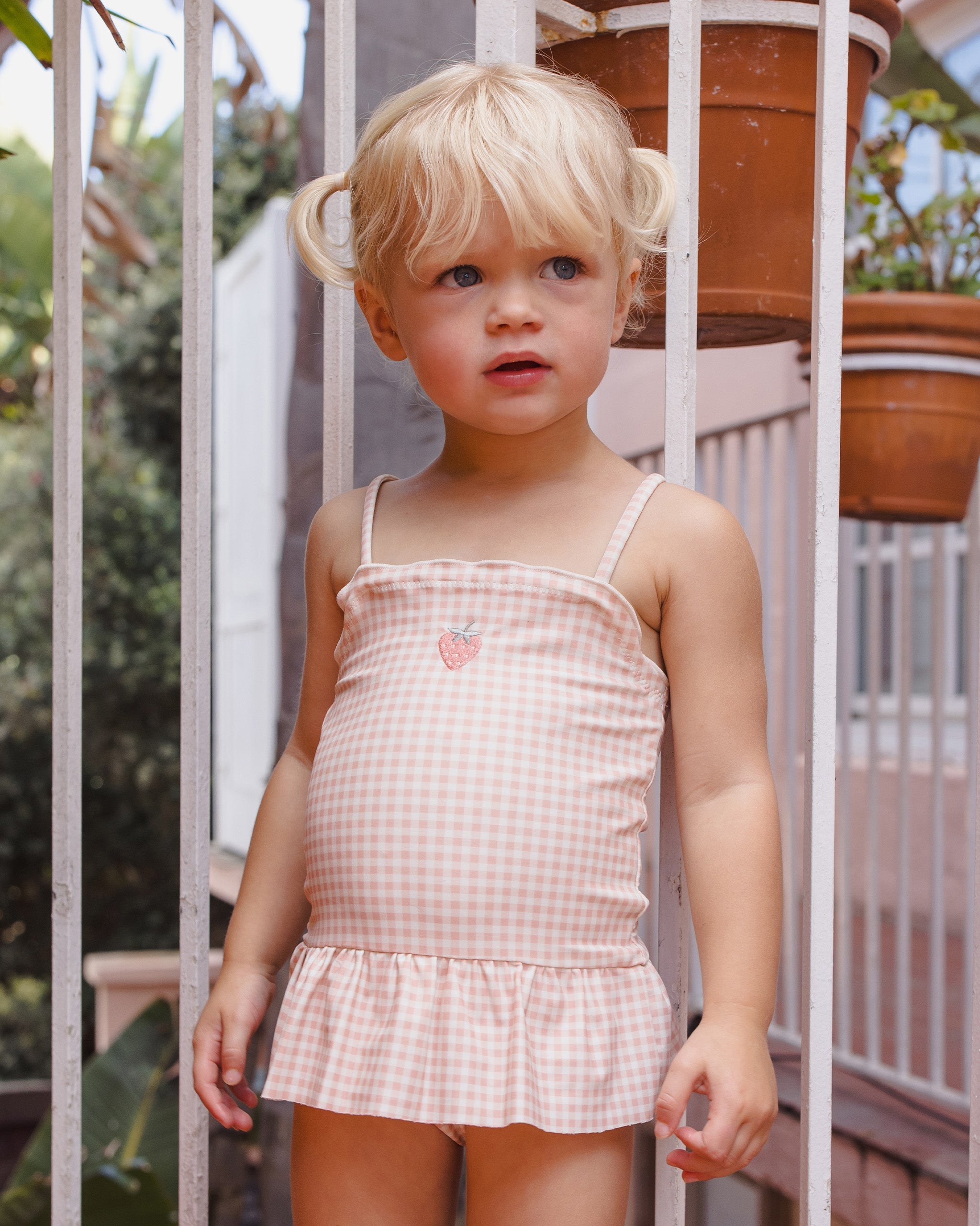 Tori Skirted One-Piece Petal Gingham - Rylee + Cru | Kids Clothes | Trendy Baby Clothes | Modern Infant Outfits |