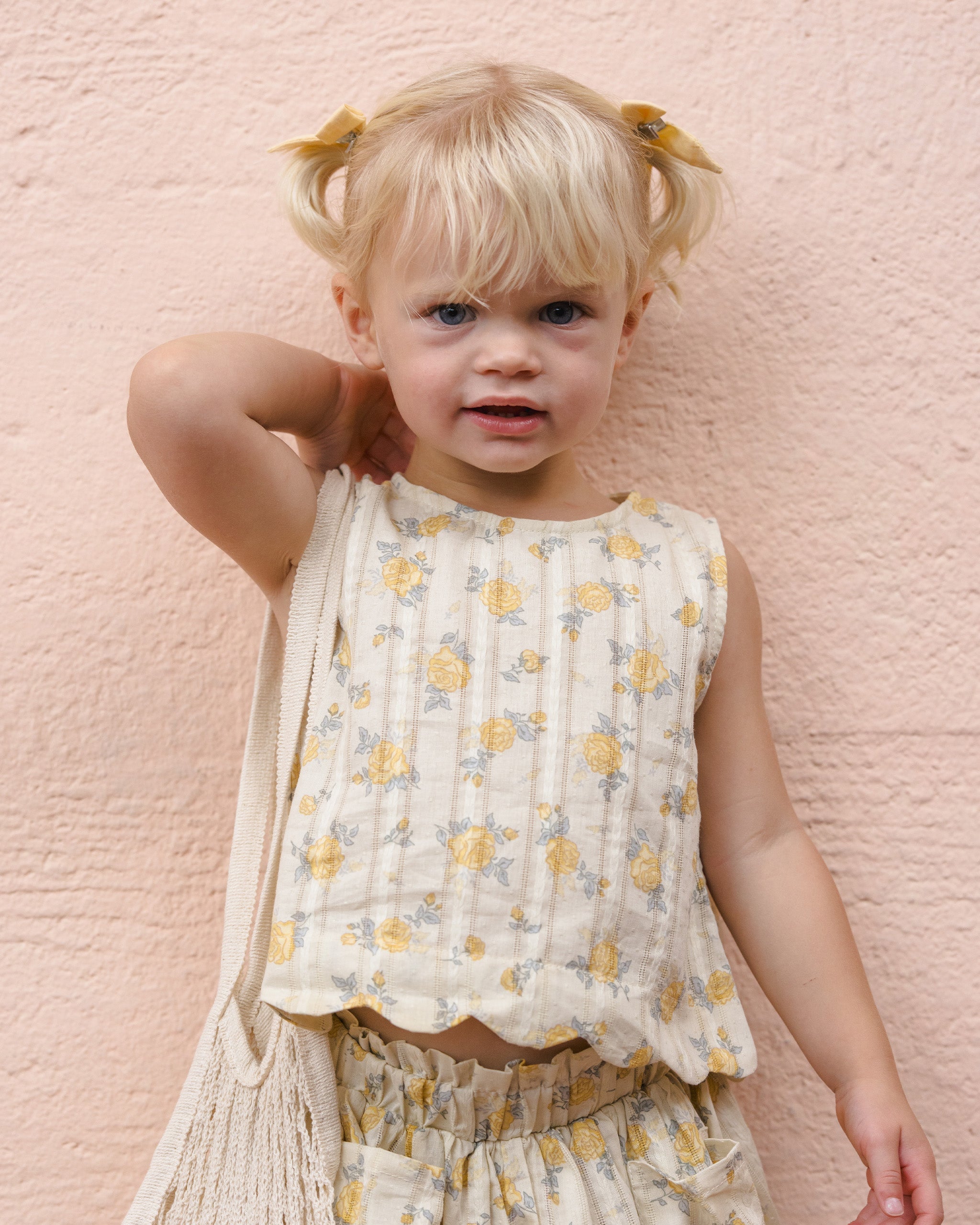 Lenny Top Lemon Ditsy Flower - Rylee + Cru | Kids Clothes | Trendy Baby Clothes | Modern Infant Outfits |