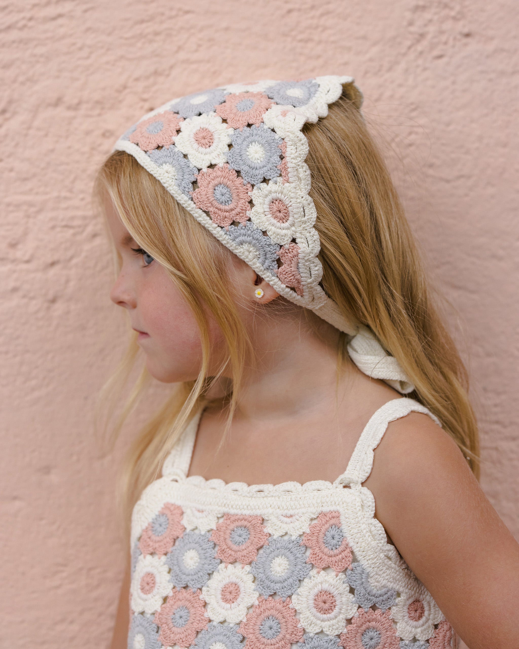 Crochet Scarf Blue, Light Pink, Ivory - Rylee + Cru | Kids Clothes | Trendy Baby Clothes | Modern Infant Outfits |