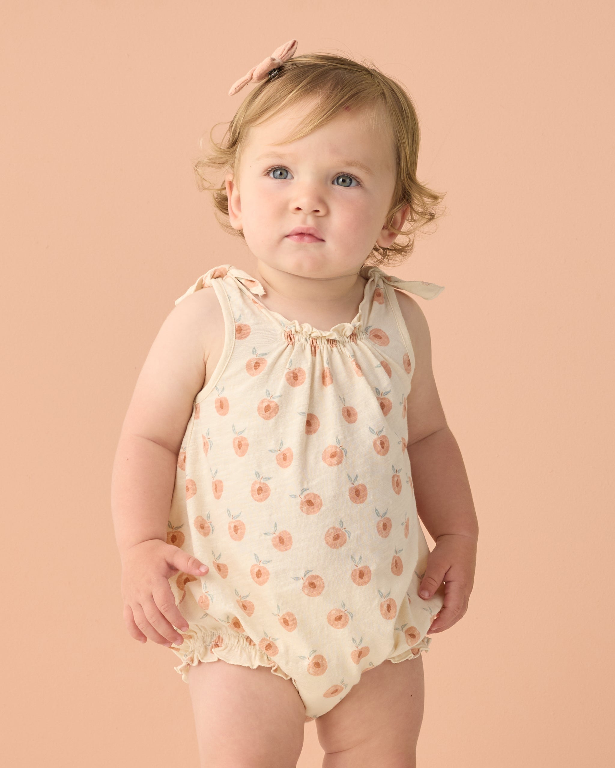 Shoulder Tie Bubble Peaches - Rylee + Cru | Kids Clothes | Trendy Baby Clothes | Modern Infant Outfits |