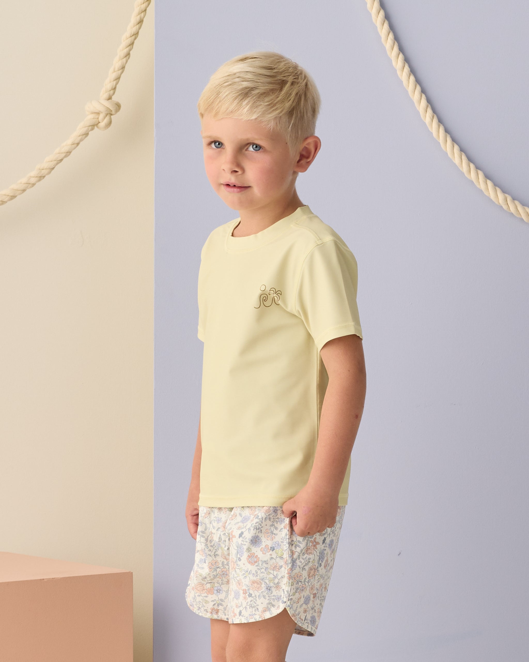 Short Sleeve Rashguard Citron - Rylee + Cru | Kids Clothes | Trendy Baby Clothes | Modern Infant Outfits |