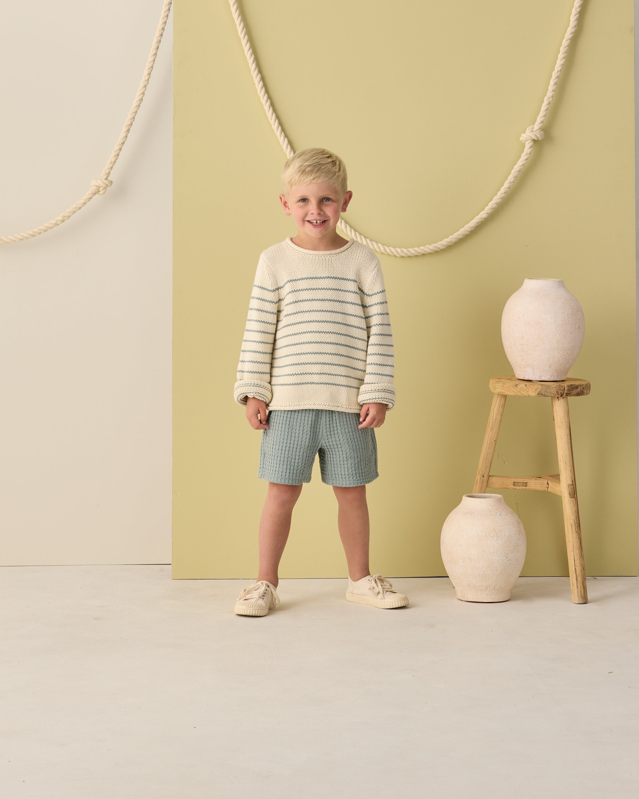 Jacques Sweater Sea Green Stripe - Rylee + Cru | Kids Clothes | Trendy Baby Clothes | Modern Infant Outfits |