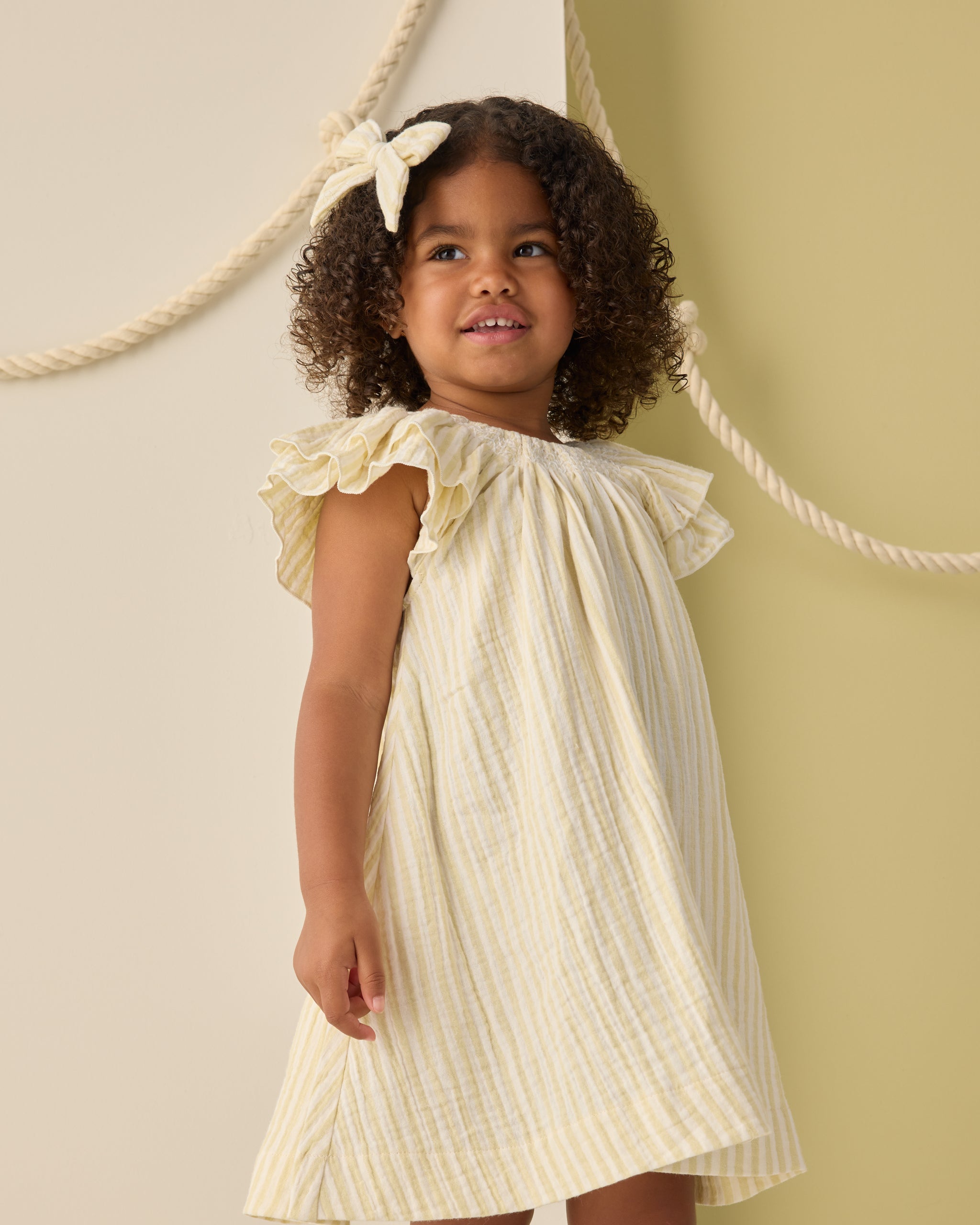 Bow Citron Ivory Stripe - Rylee + Cru | Kids Clothes | Trendy Baby Clothes | Modern Infant Outfits |