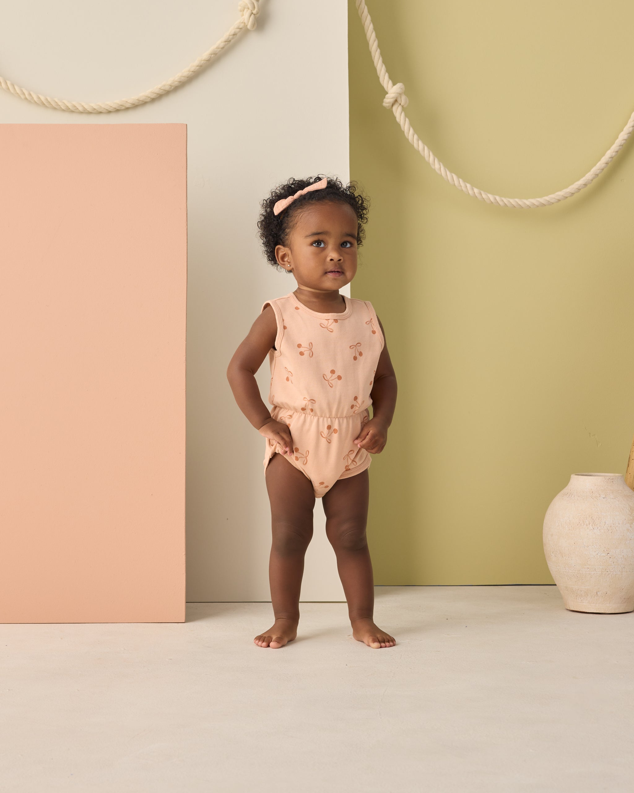 Cinch Playsuit Cherry Bows - Rylee + Cru | Kids Clothes | Trendy Baby Clothes | Modern Infant Outfits |
