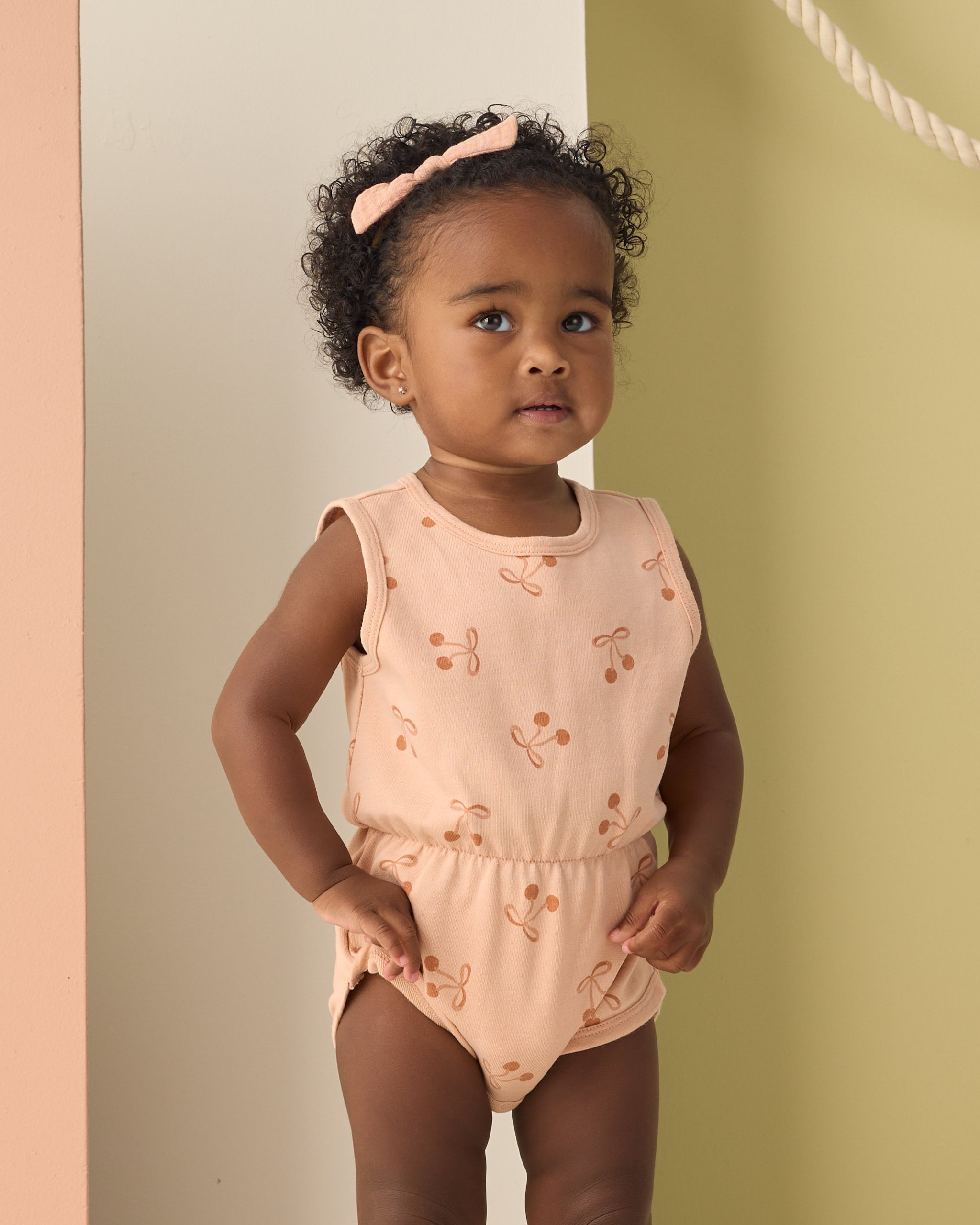 Cinch Playsuit Cherry Bows - Rylee + Cru | Kids Clothes | Trendy Baby Clothes | Modern Infant Outfits |