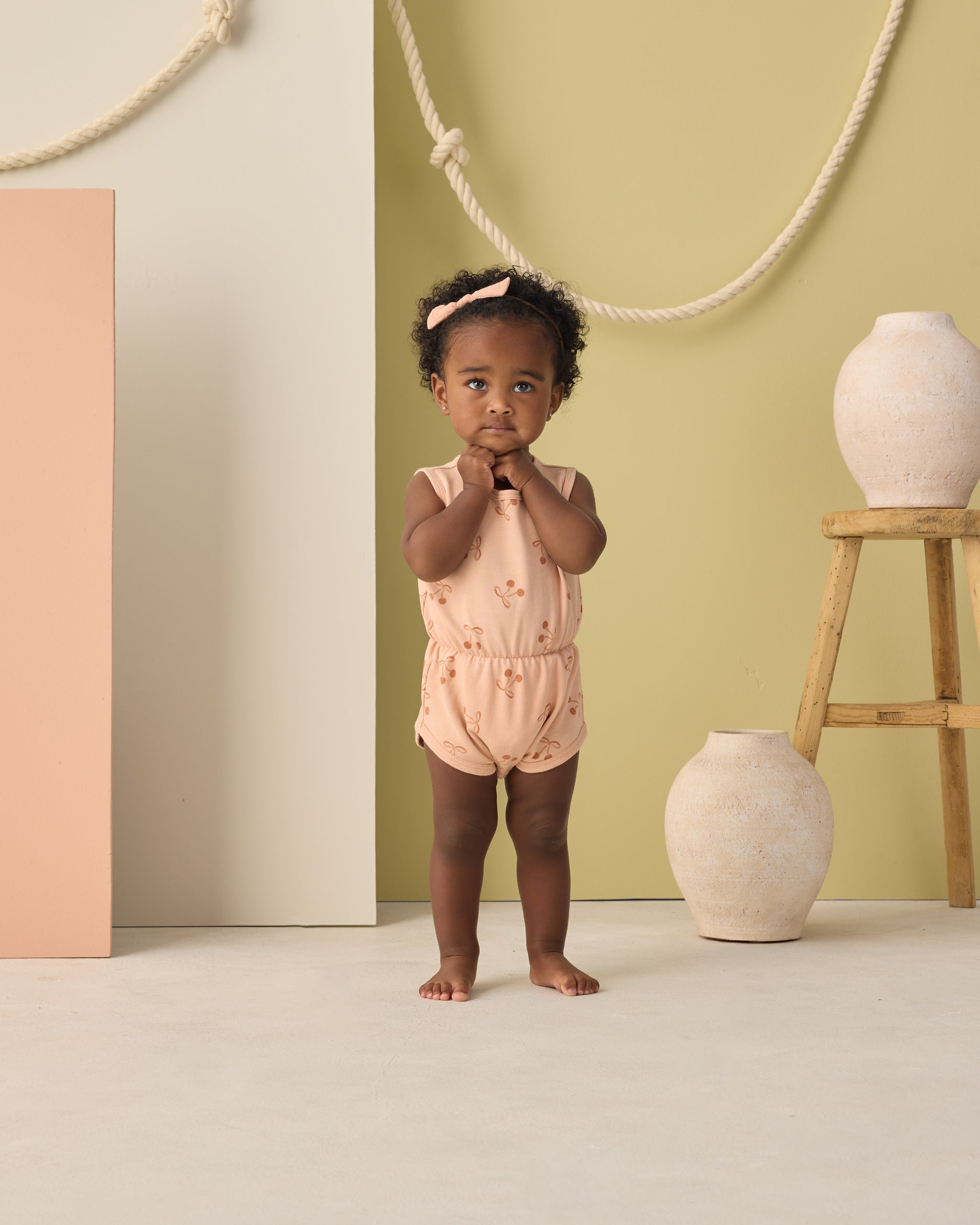 Cinch Playsuit Cherry Bows - Rylee + Cru | Kids Clothes | Trendy Baby Clothes | Modern Infant Outfits |