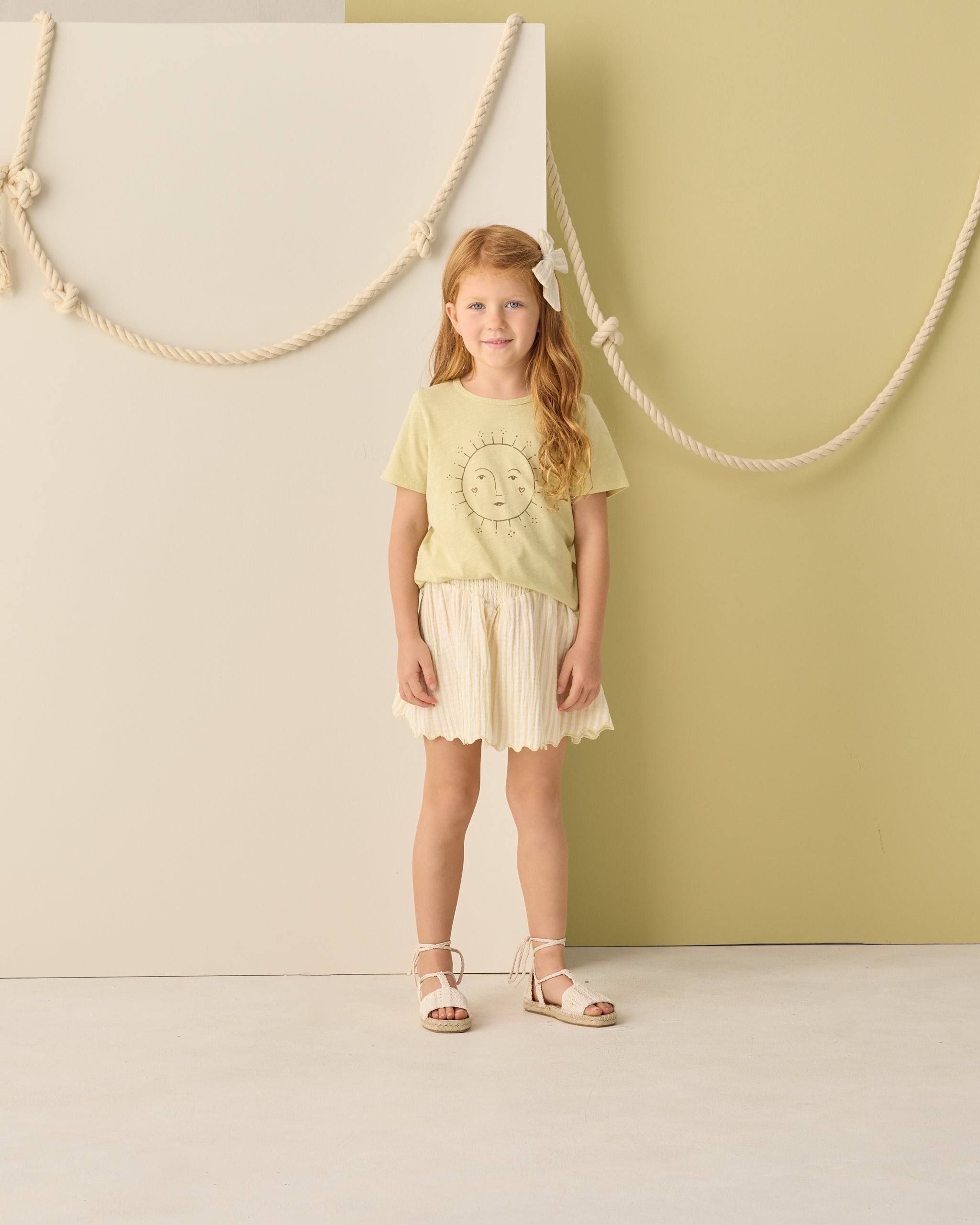 Smocked V Mini Skirt Citron Stripe - Rylee + Cru | Kids Clothes | Trendy Baby Clothes | Modern Infant Outfits |