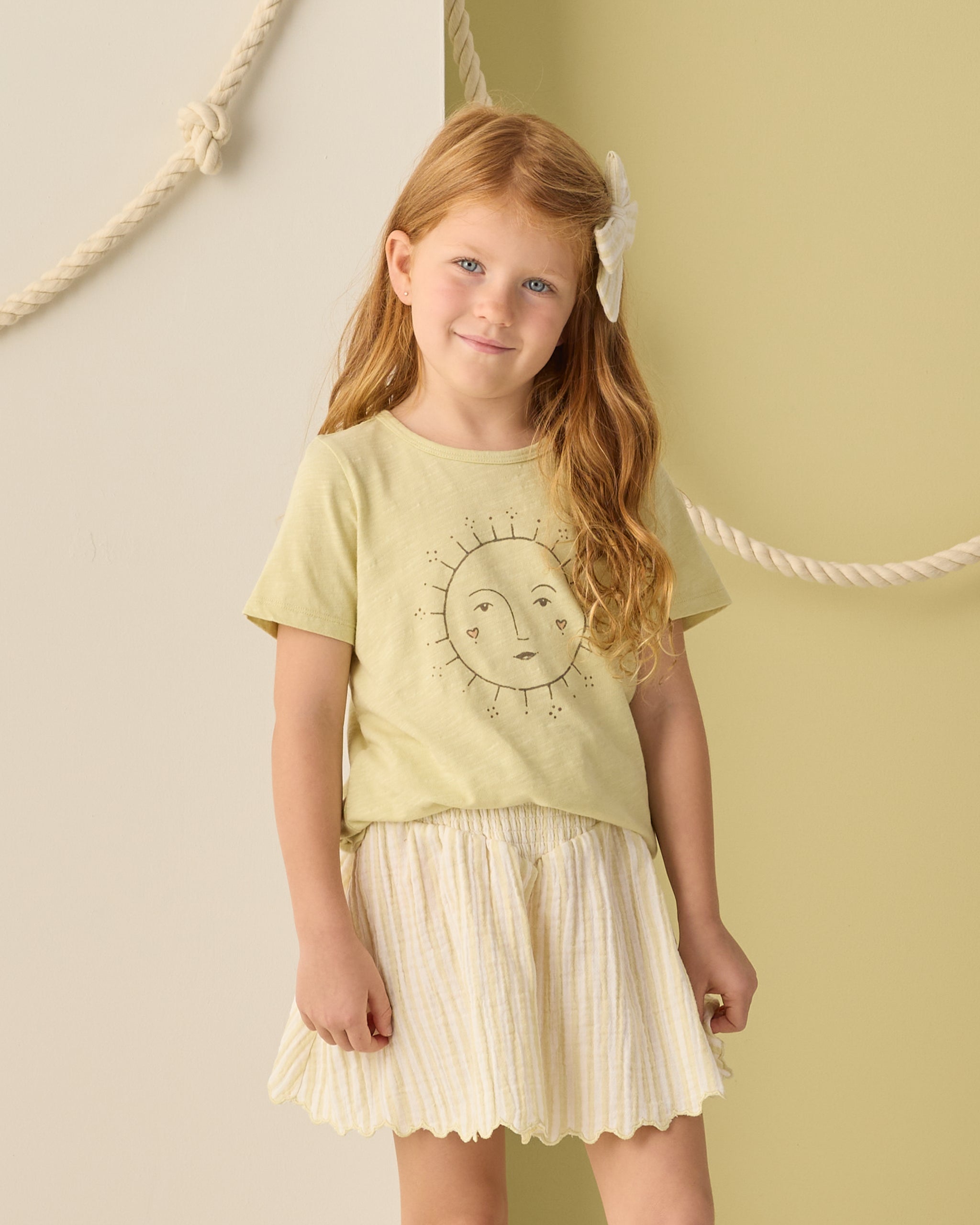 Smocked V Mini Skirt Citron Stripe - Rylee + Cru | Kids Clothes | Trendy Baby Clothes | Modern Infant Outfits |