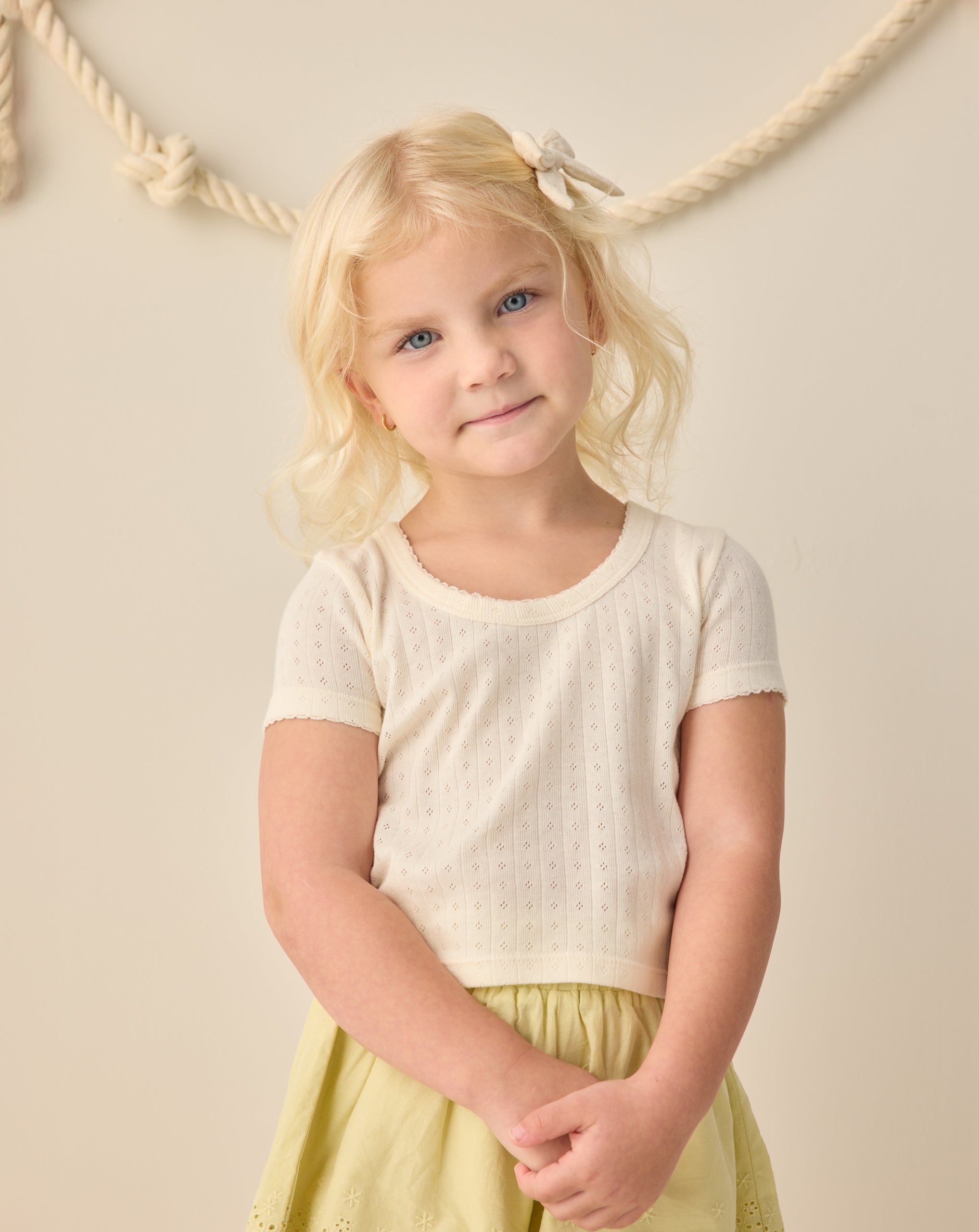 Pointelle Tee Ivory - Rylee + Cru | Kids Clothes | Trendy Baby Clothes | Modern Infant Outfits |