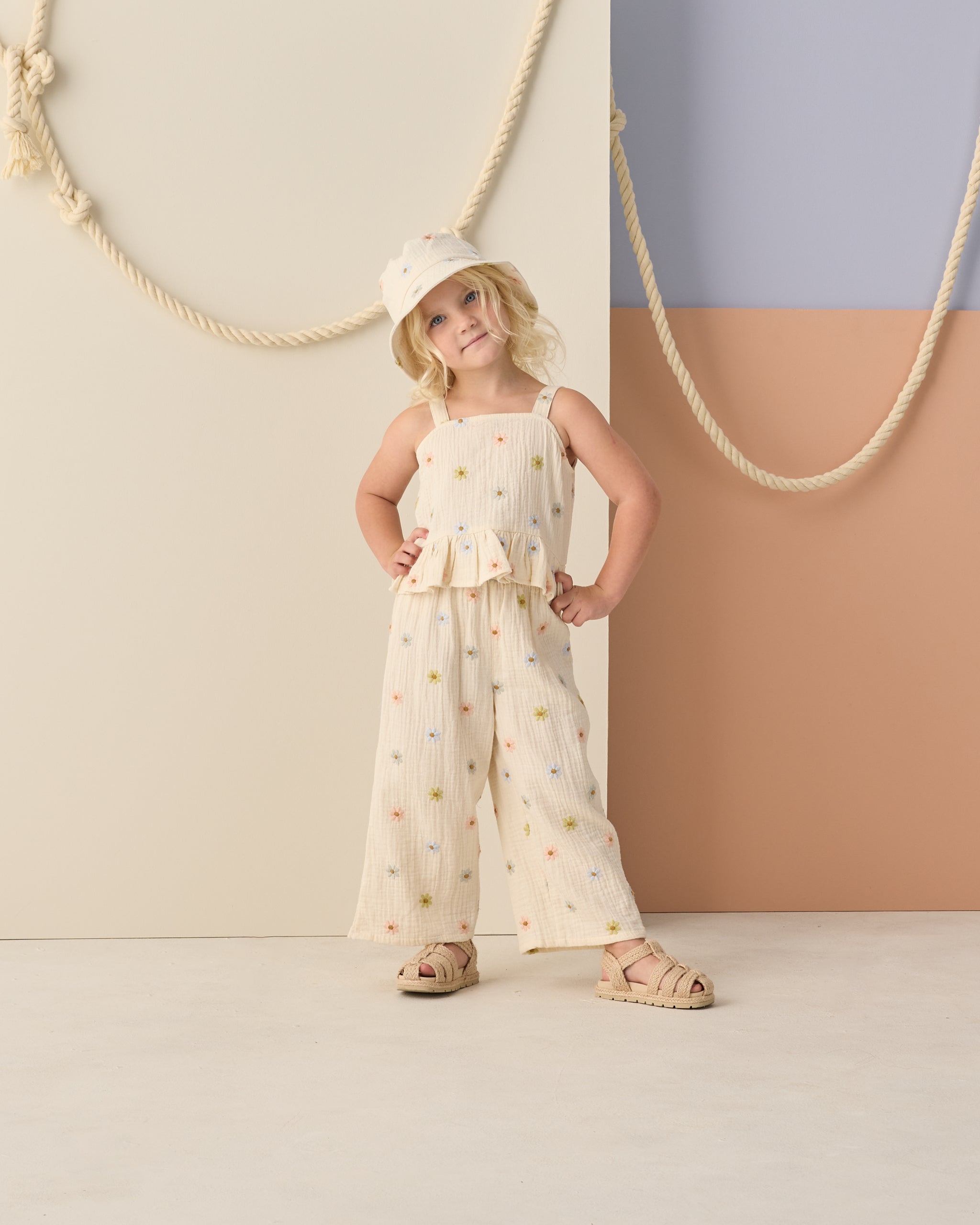 Bucket Hat Embroidered Daisies - Rylee + Cru | Kids Clothes | Trendy Baby Clothes | Modern Infant Outfits |