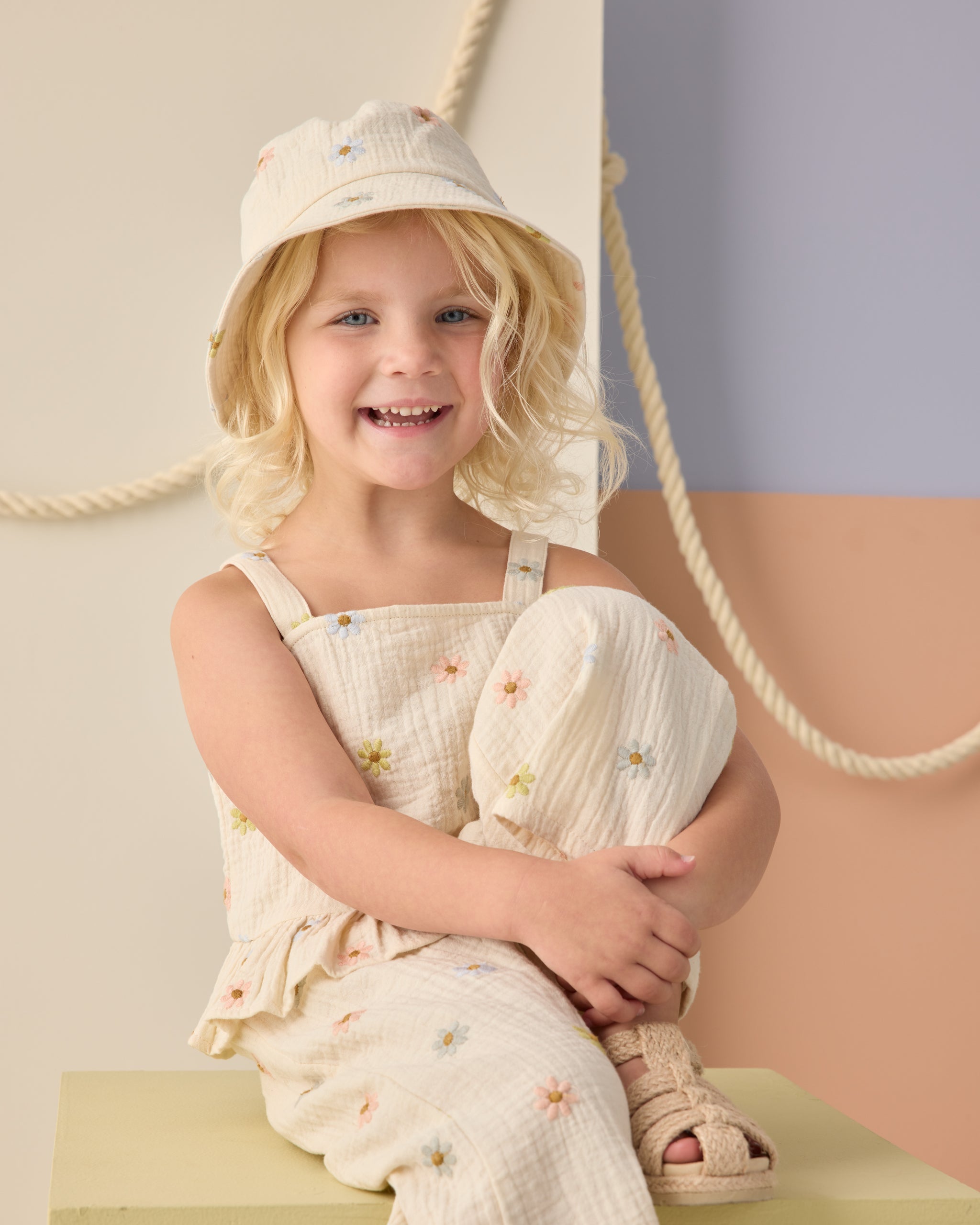 Bucket Hat Embroidered Daisies - Rylee + Cru | Kids Clothes | Trendy Baby Clothes | Modern Infant Outfits |