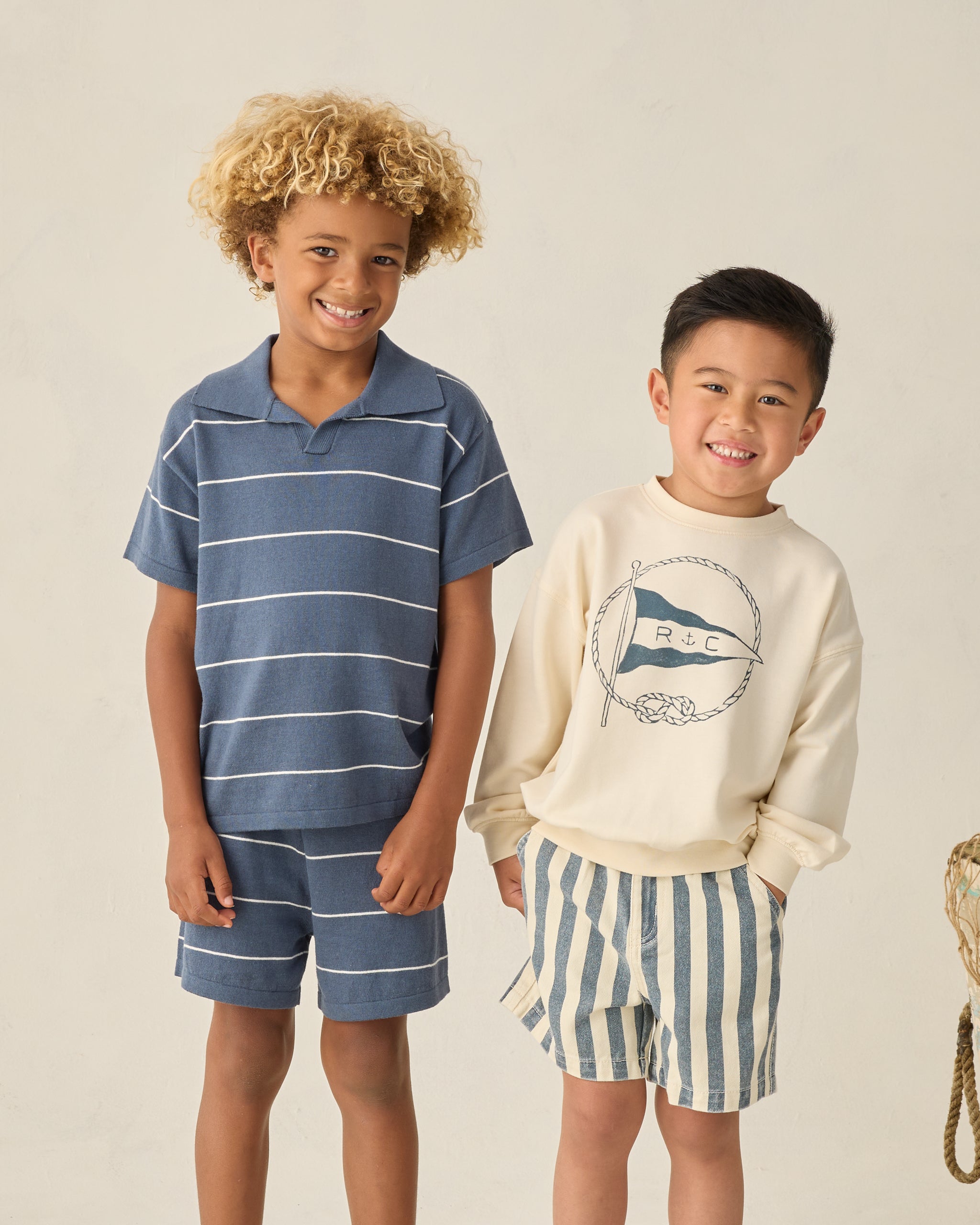 Chandler Knit Short Navy Stripe - Rylee + Cru | Kids Clothes | Trendy Baby Clothes | Modern Infant Outfits |