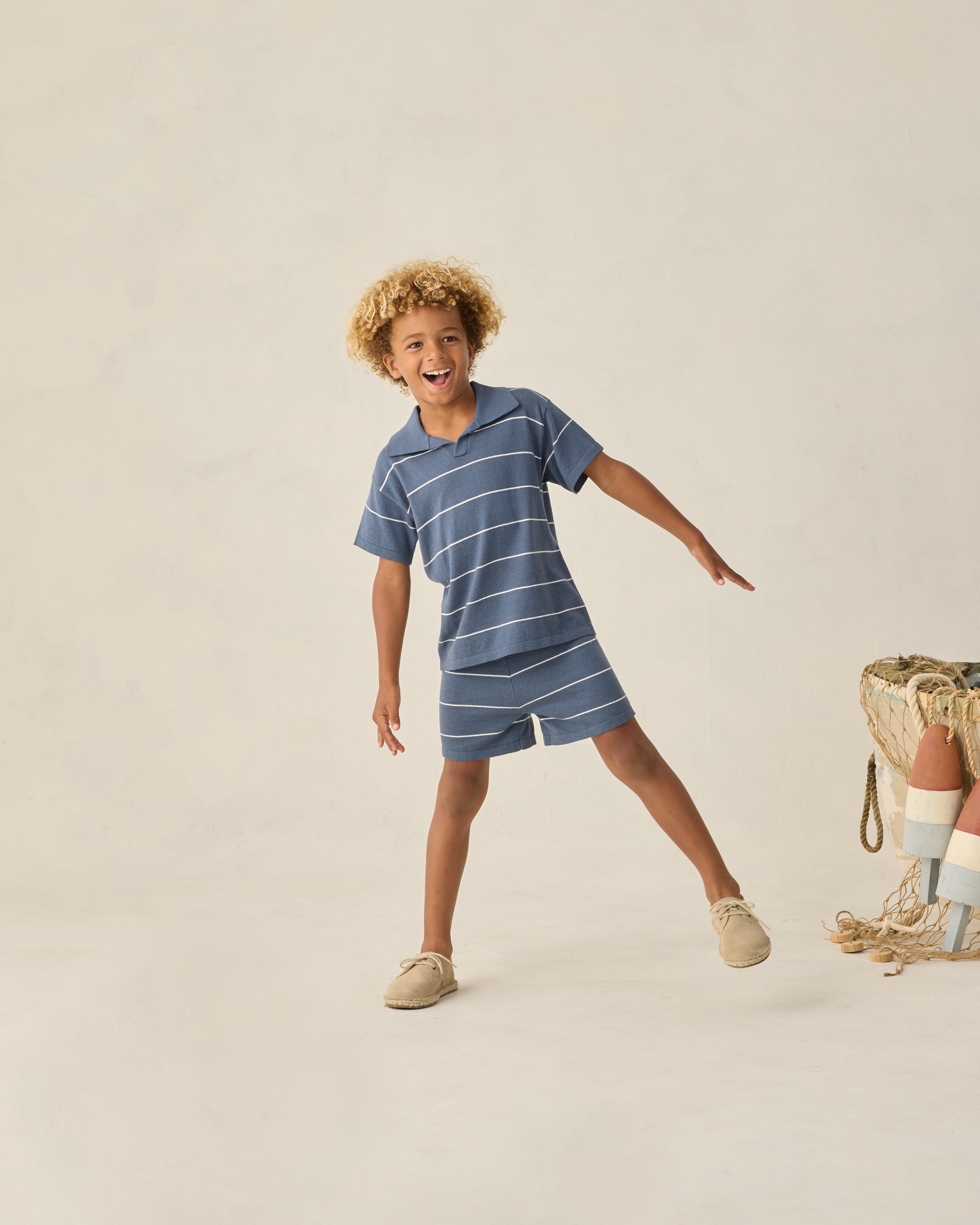 Chandler Knit Short Navy Stripe - Rylee + Cru | Kids Clothes | Trendy Baby Clothes | Modern Infant Outfits |