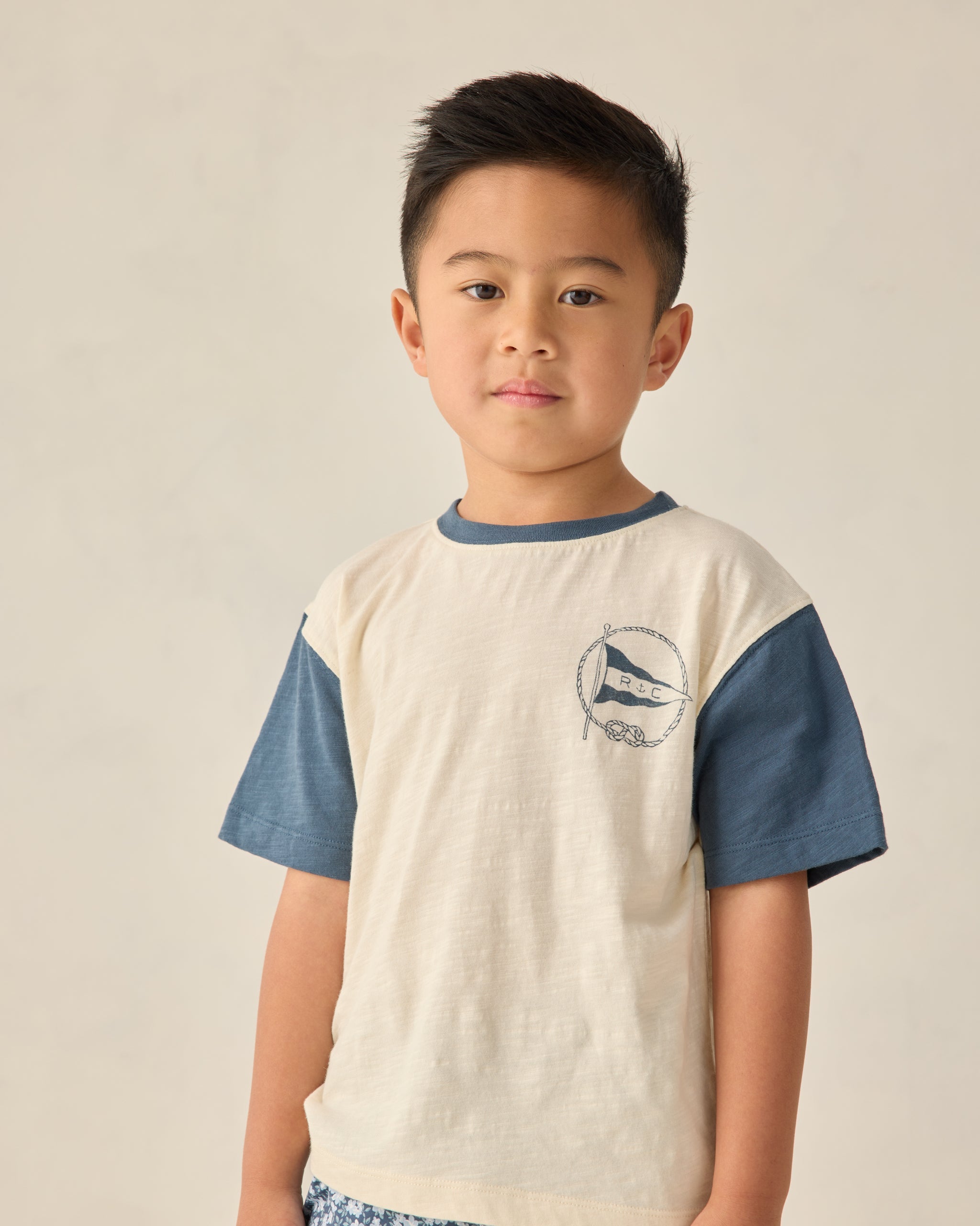 Contrast Short Sleeve Tee Nautical Flag - Rylee + Cru | Kids Clothes | Trendy Baby Clothes | Modern Infant Outfits |
