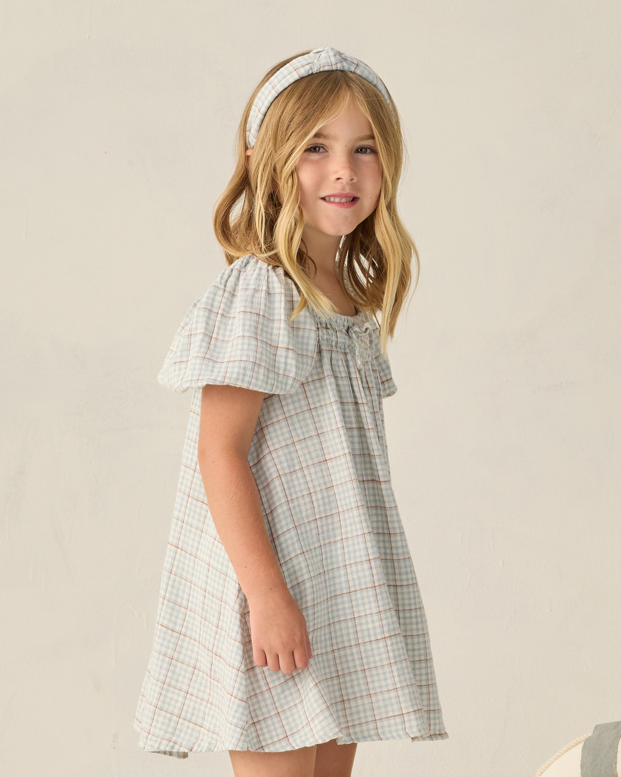 Knotted Headband Light Blue Plaid - Rylee + Cru | Kids Clothes | Trendy Baby Clothes | Modern Infant Outfits |