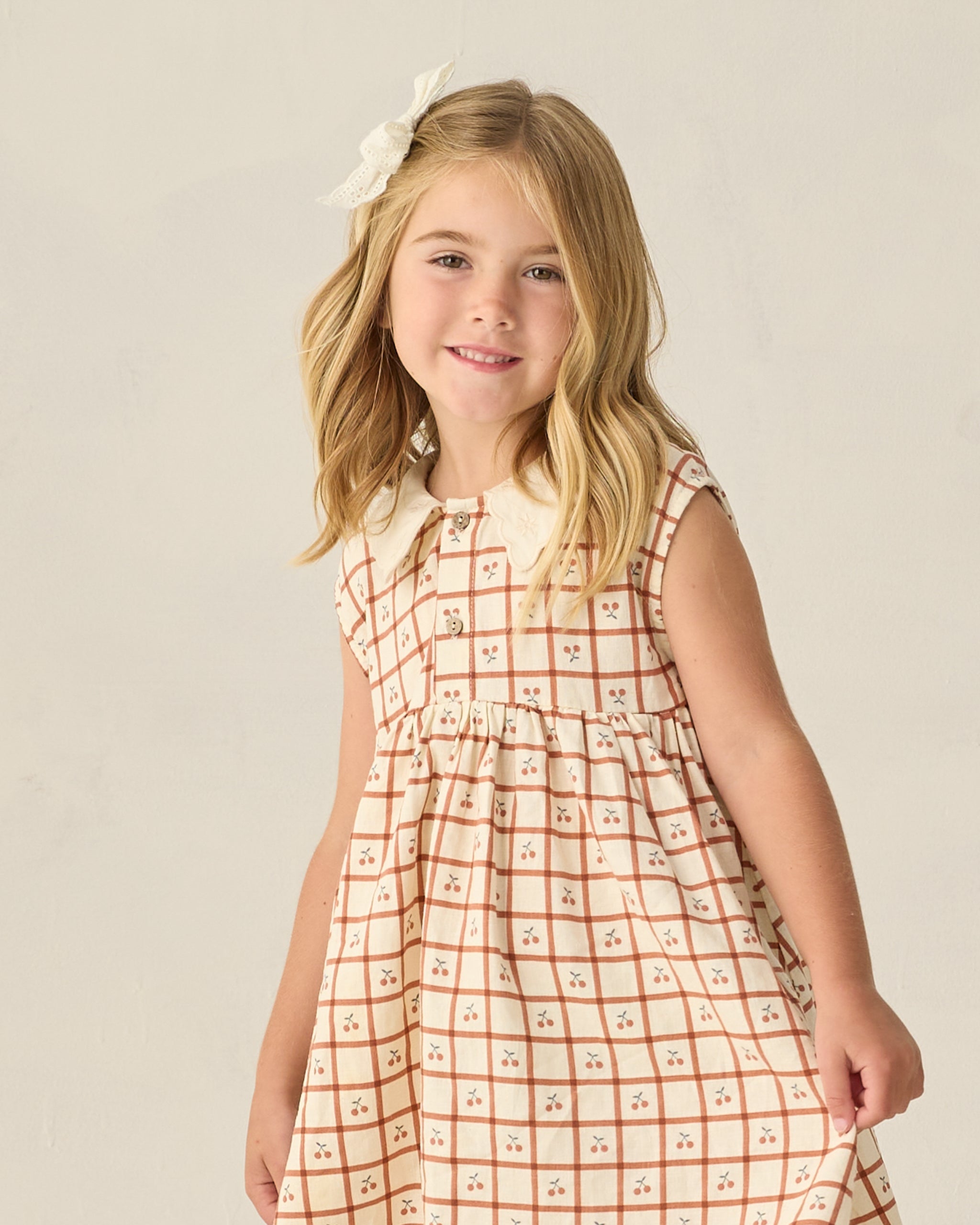 Collared Babydoll Dress Cherry Check - Rylee + Cru | Kids Clothes | Trendy Baby Clothes | Modern Infant Outfits |