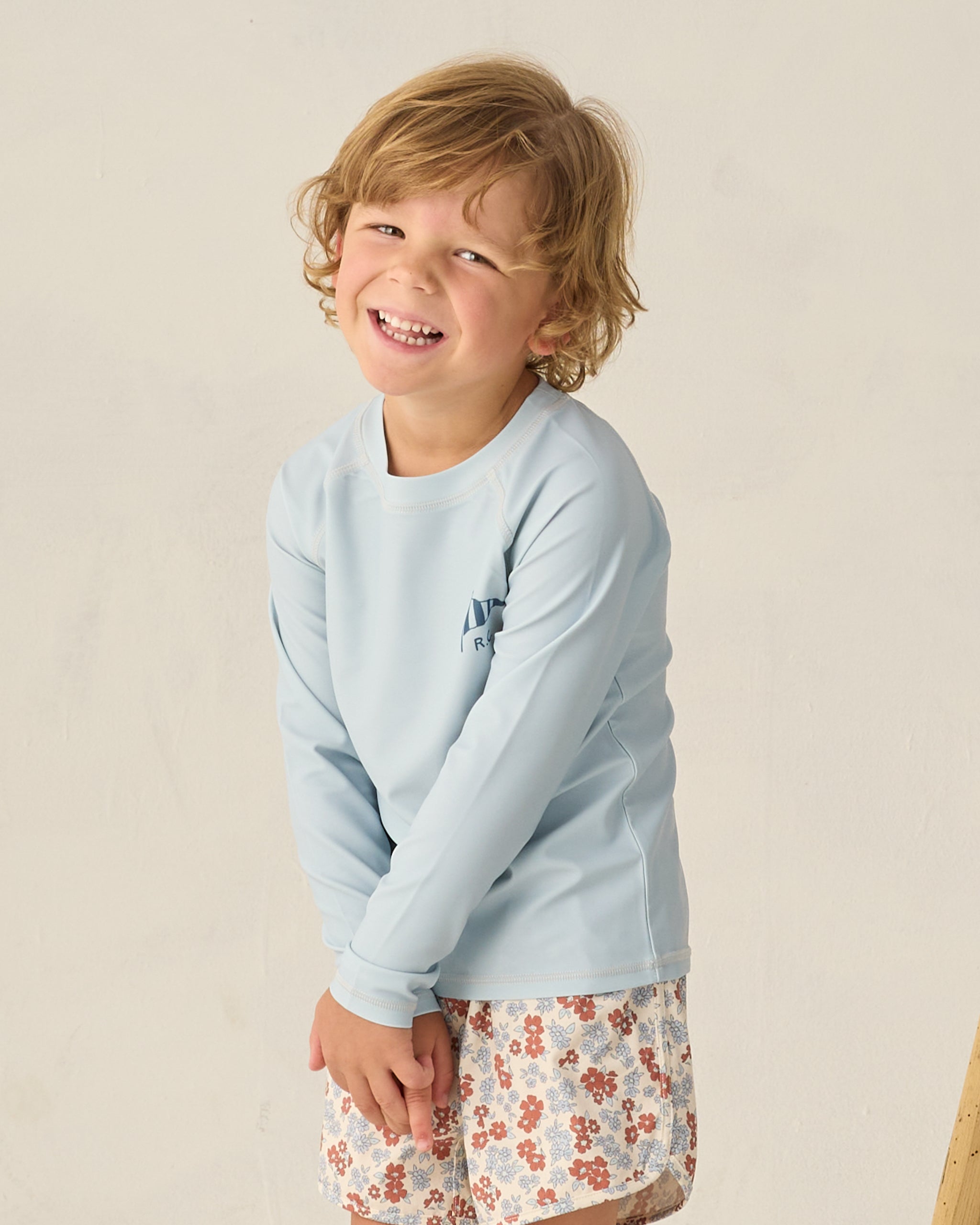 Long Sleeve Rashguard Light Blue - Rylee + Cru | Kids Clothes | Trendy Baby Clothes | Modern Infant Outfits |
