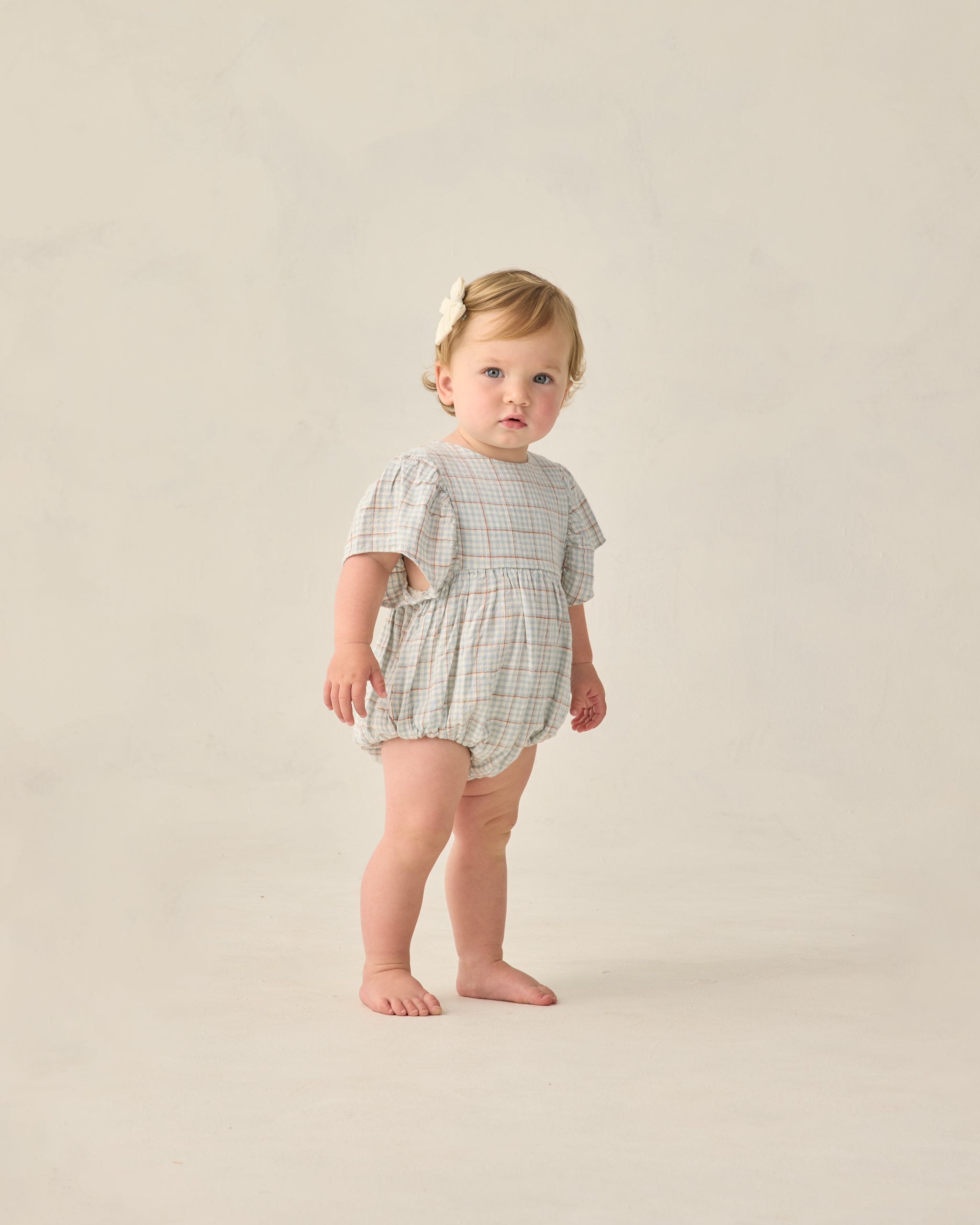 Kalea Romper Light Blue Plaid - Rylee + Cru | Kids Clothes | Trendy Baby Clothes | Modern Infant Outfits |