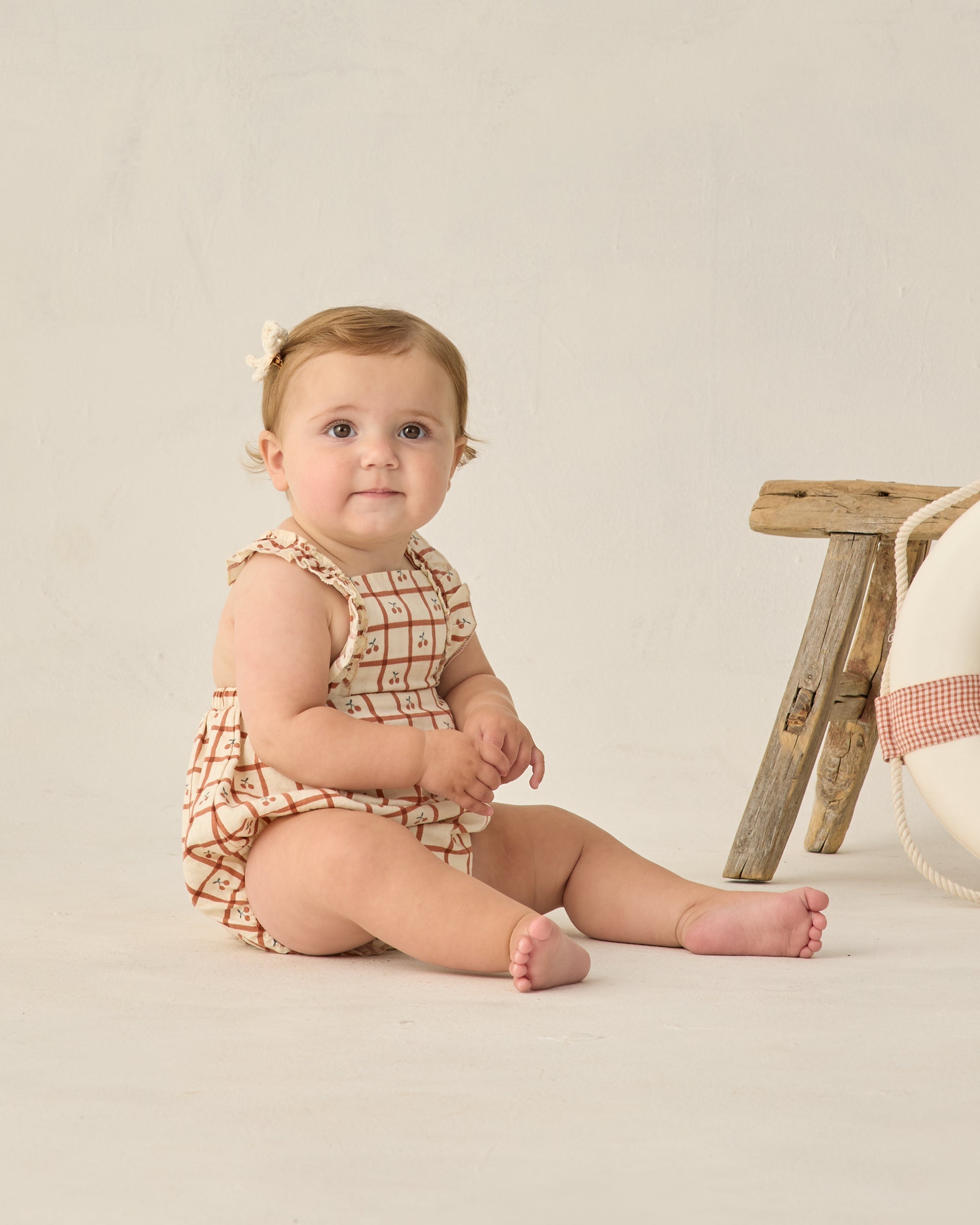 Chiara Romper Cherry Check - Rylee + Cru | Kids Clothes | Trendy Baby Clothes | Modern Infant Outfits |