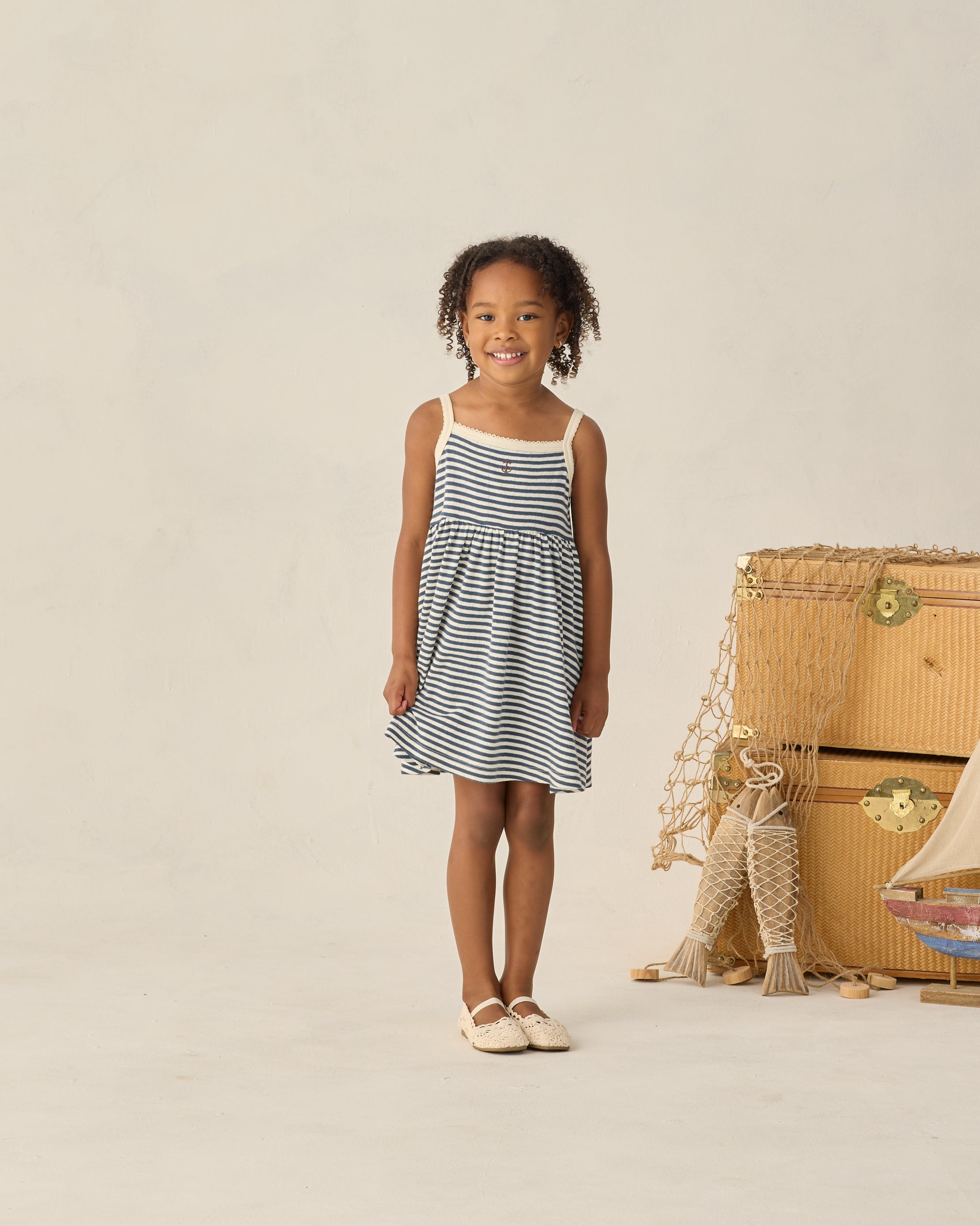 Lea Dress Navy Stripe - Rylee + Cru | Kids Clothes | Trendy Baby Clothes | Modern Infant Outfits |