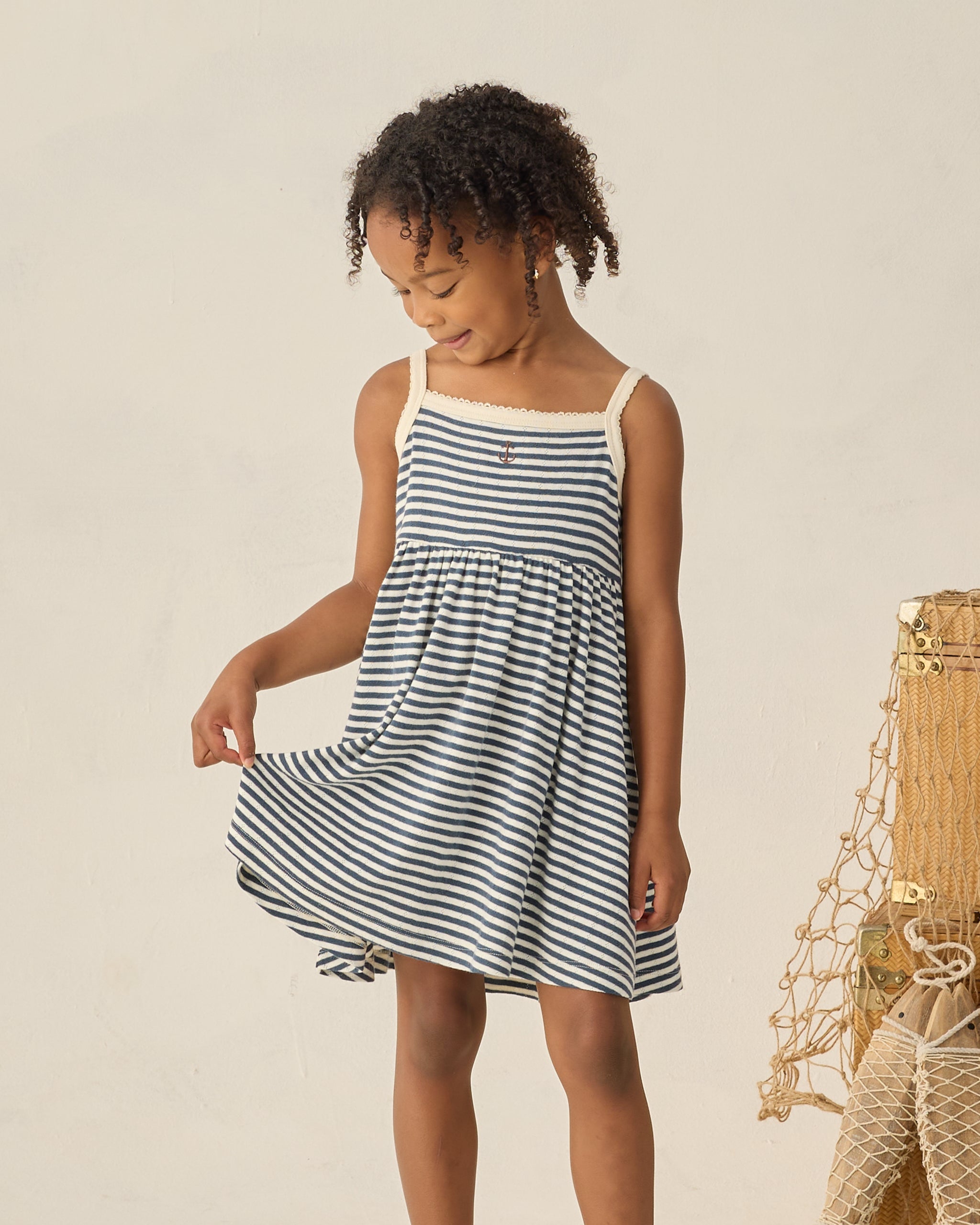 Lea Dress Navy Stripe - Rylee + Cru | Kids Clothes | Trendy Baby Clothes | Modern Infant Outfits |