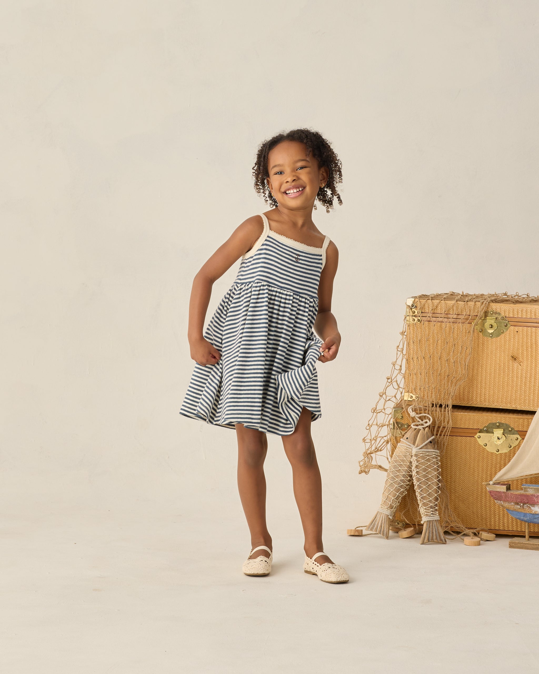 Lea Dress Navy Stripe - Rylee + Cru | Kids Clothes | Trendy Baby Clothes | Modern Infant Outfits |