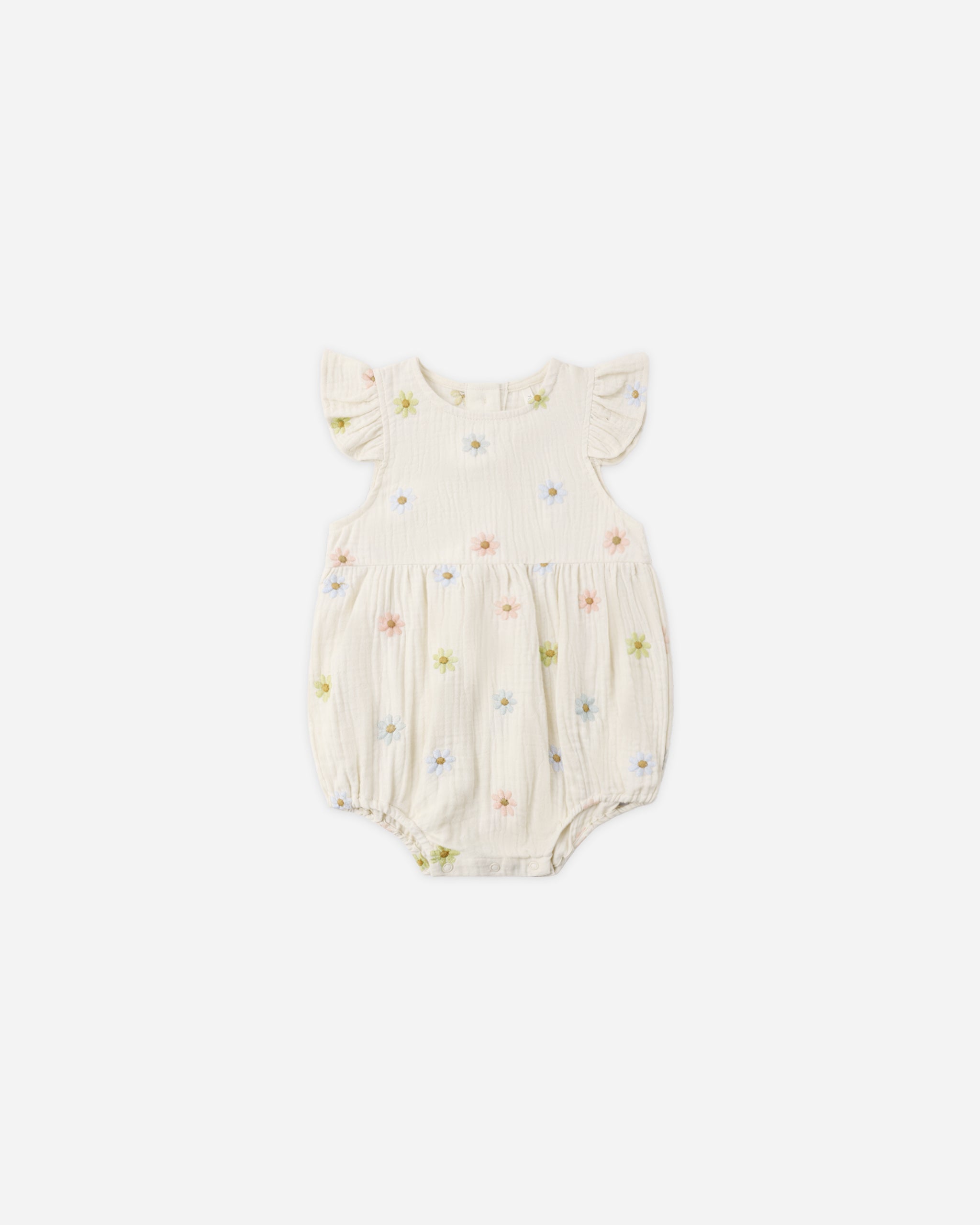 Amelia Romper Embroidered Daisies - Rylee + Cru | Kids Clothes | Trendy Baby Clothes | Modern Infant Outfits |