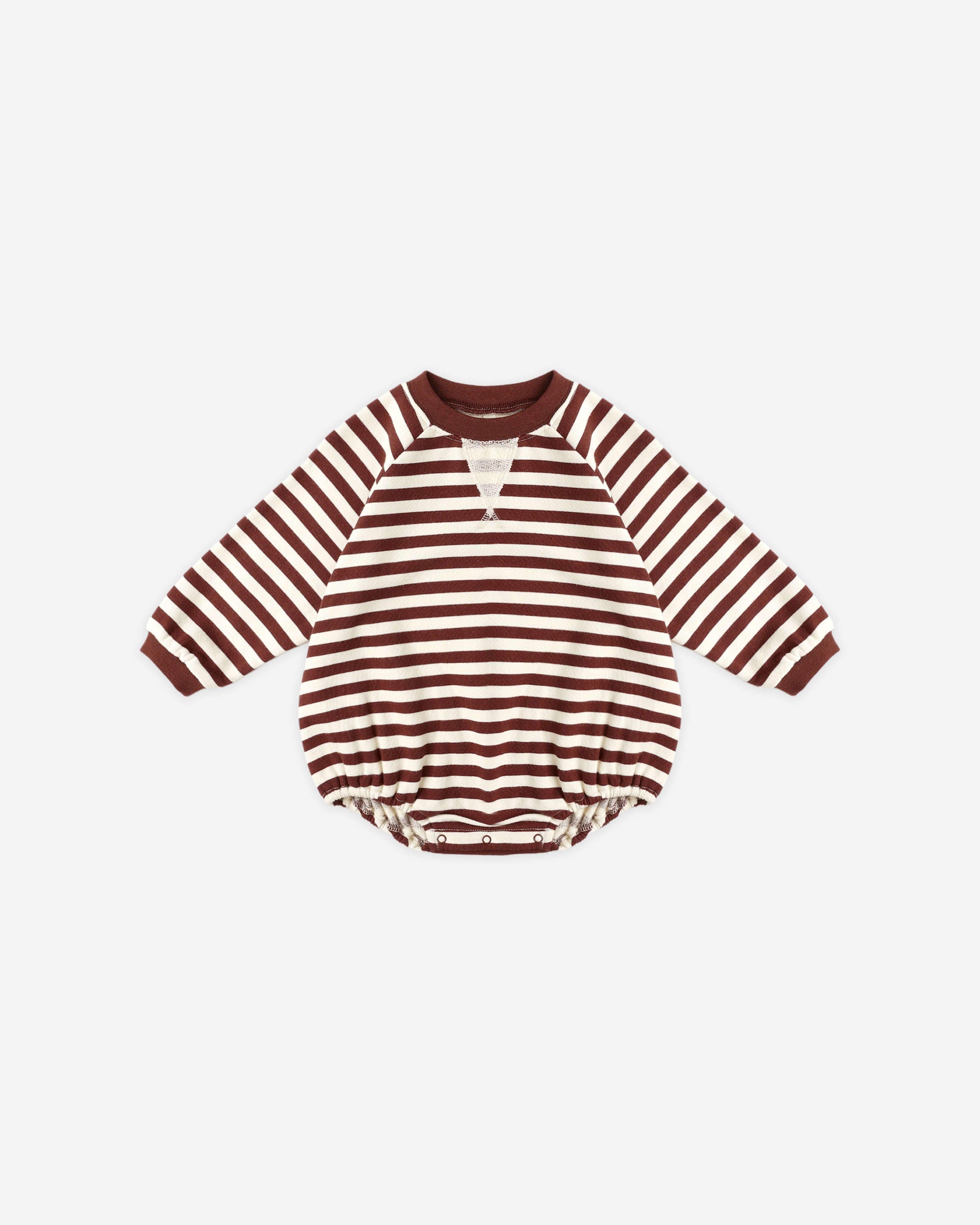 Crewneck Romper || Burgundy Stripe