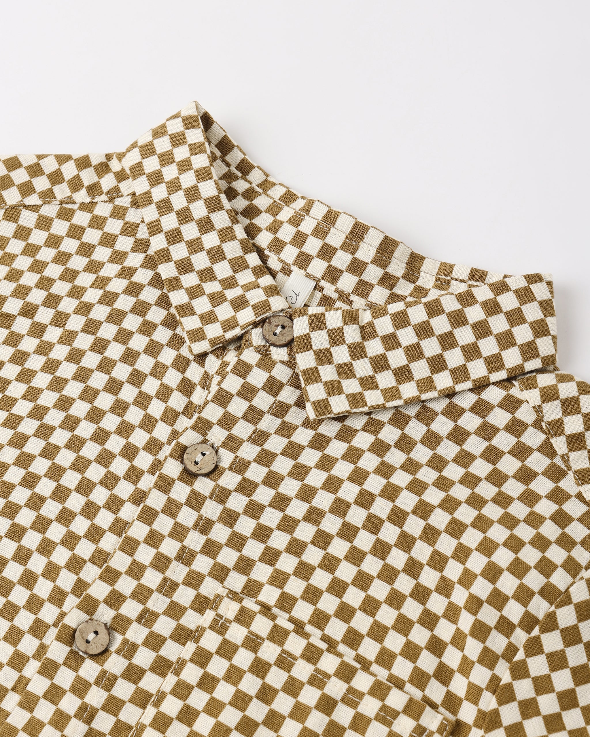 Collared Short Sleeve Shirt Ocre Check - Rylee + Cru | Kids Clothes | Trendy Baby Clothes | Modern Infant Outfits |