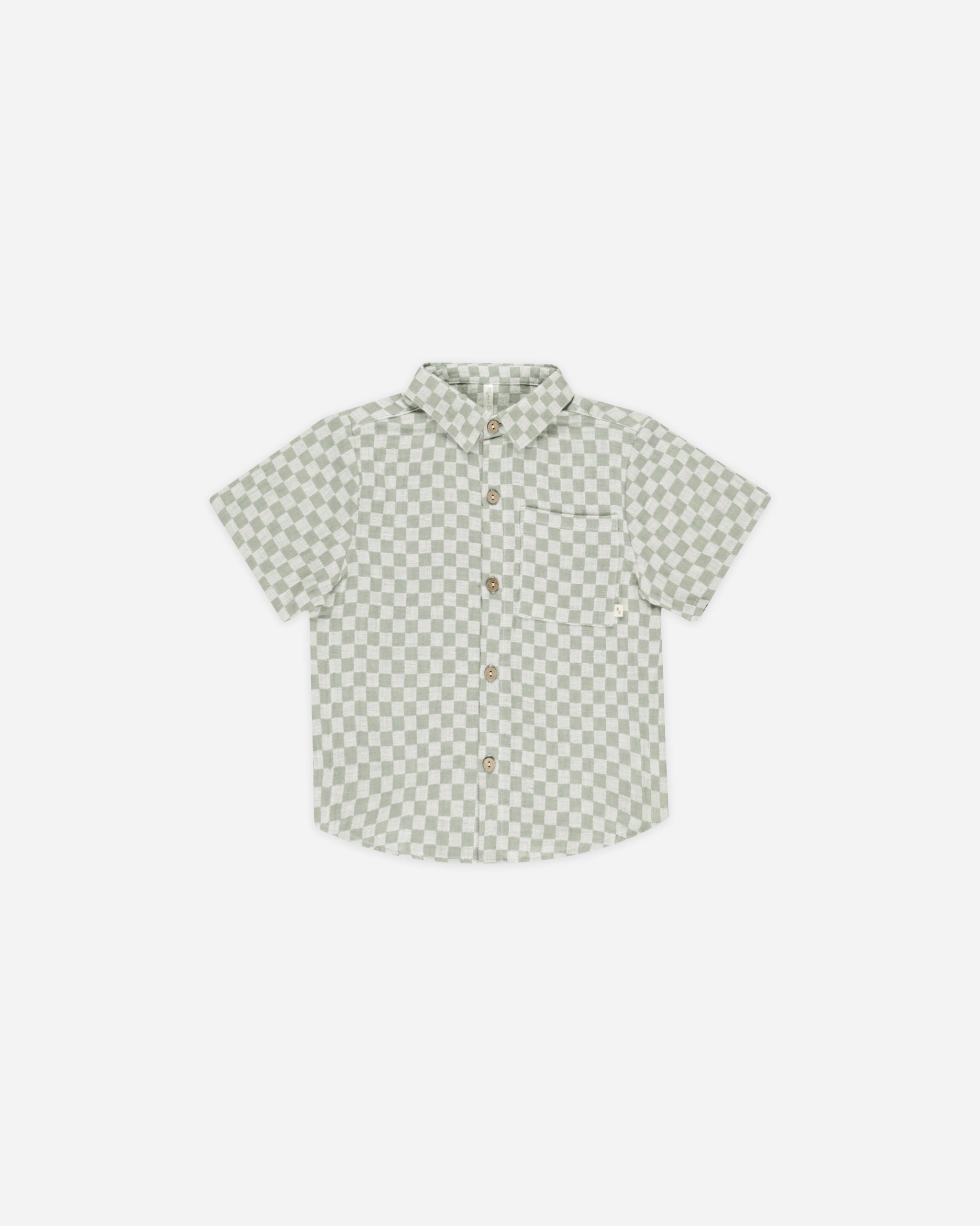 Collared Short Sleeve Shirt || Sage Check