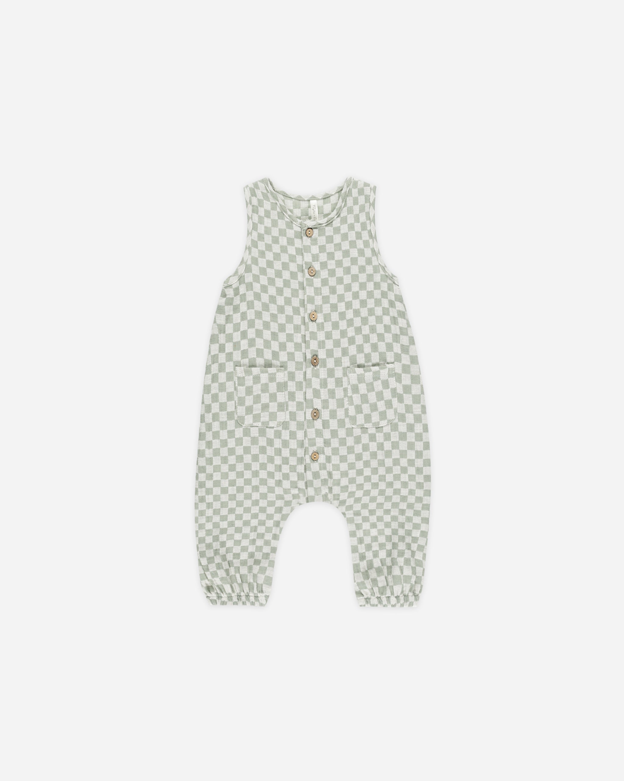 Woven Jumpsuit || Sage Check