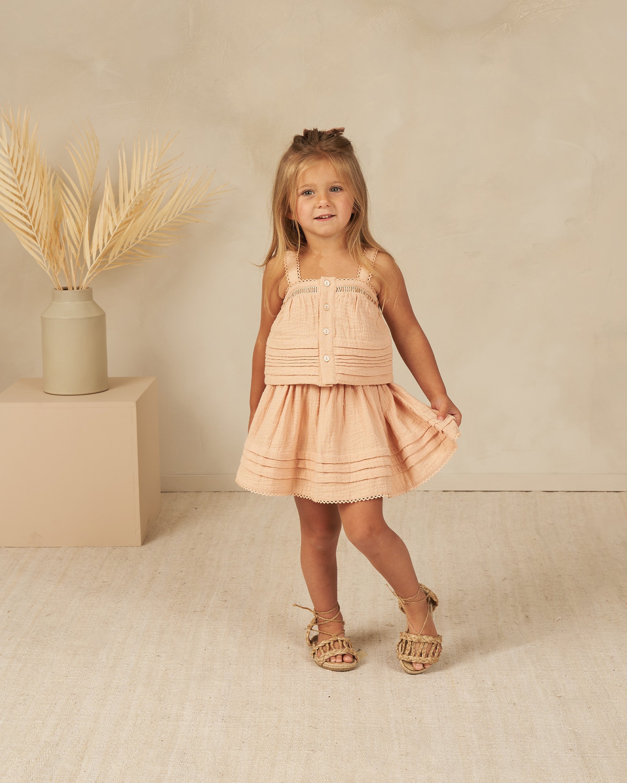Pleat Tank || Apricot - Rylee + Cru | Kids Clothes | Trendy Baby Clothes | Modern Infant Outfits |