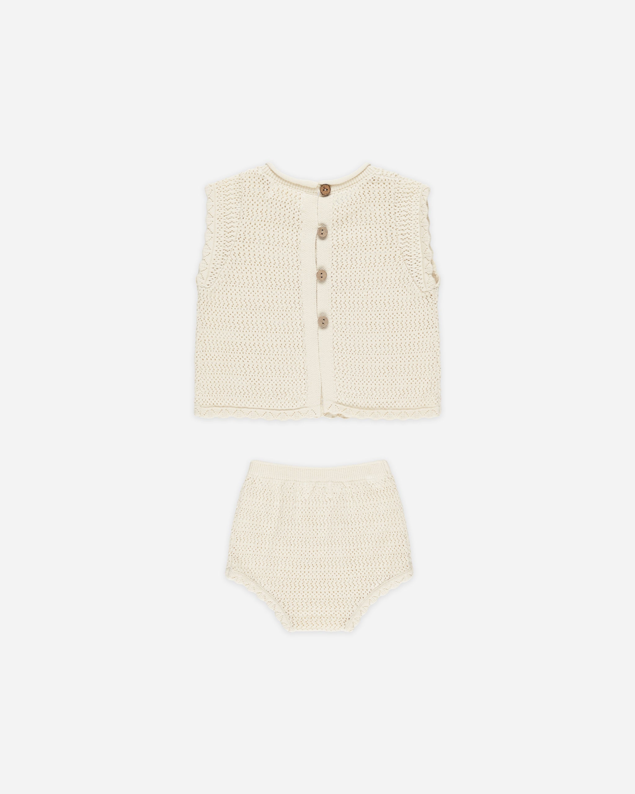 Scallop Knit Baby Set || Cherry